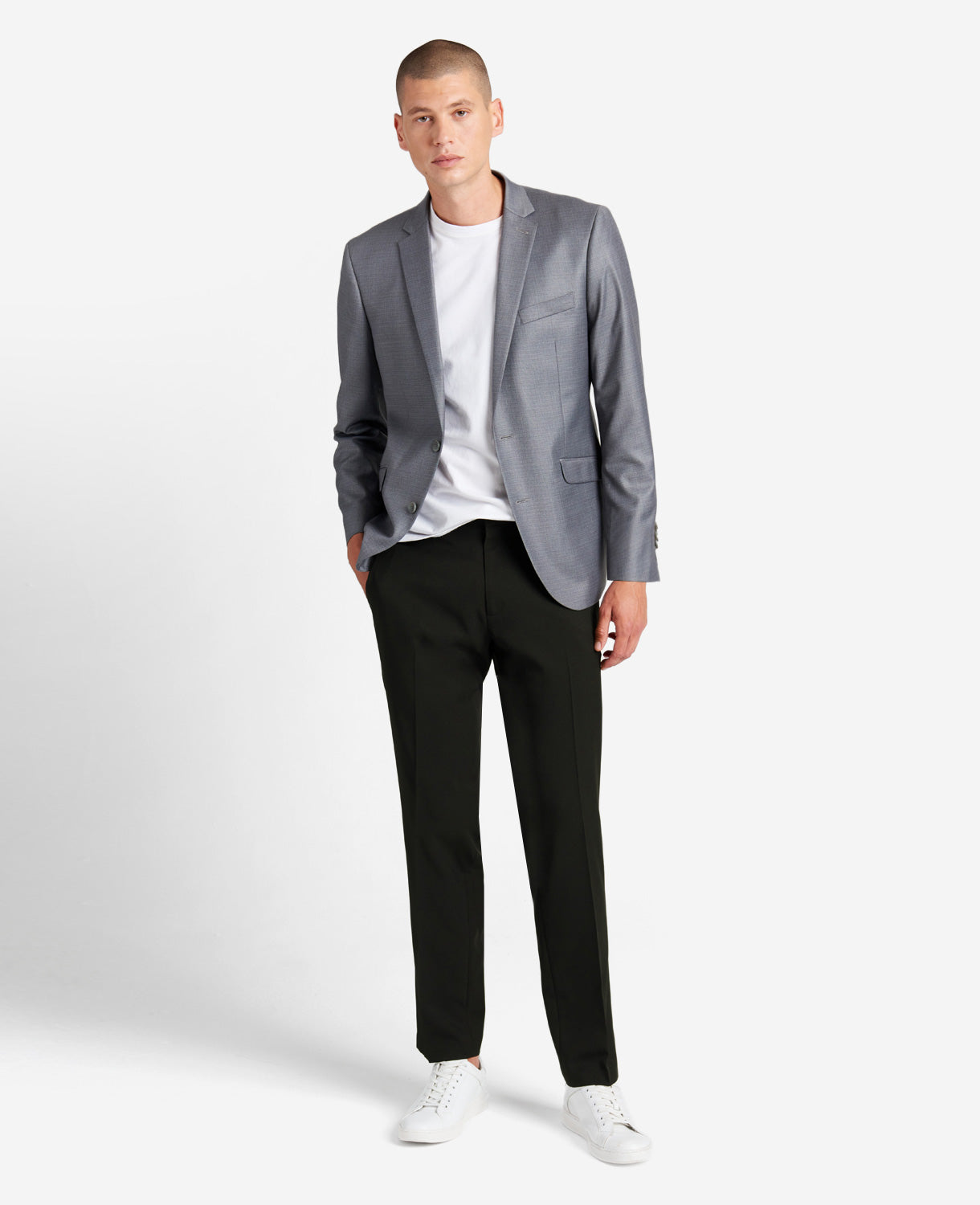 Kenneth Cole Reaction Modern-Fit Micro Check Stretch Trouser pantaloni neri 32/29 elasticizzati