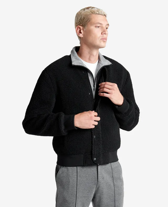 Kenneth Cole Reaction Clothing Reversible Sherpa Bomber Jacket giacca nera reversibile
