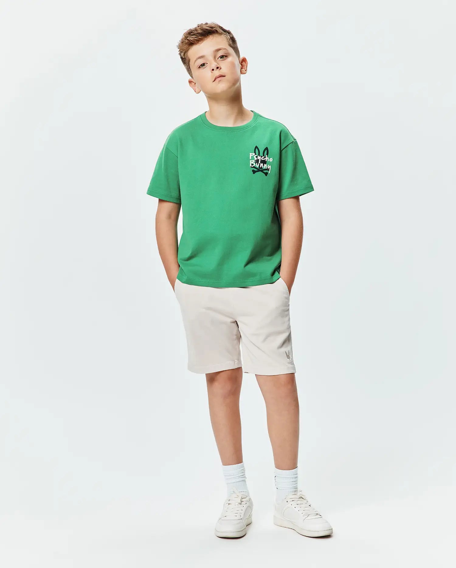 Psycho Bunny Kids Tees Duncan Oversized Tee maglietta verde 321 Leprechaun in cotone Pima
