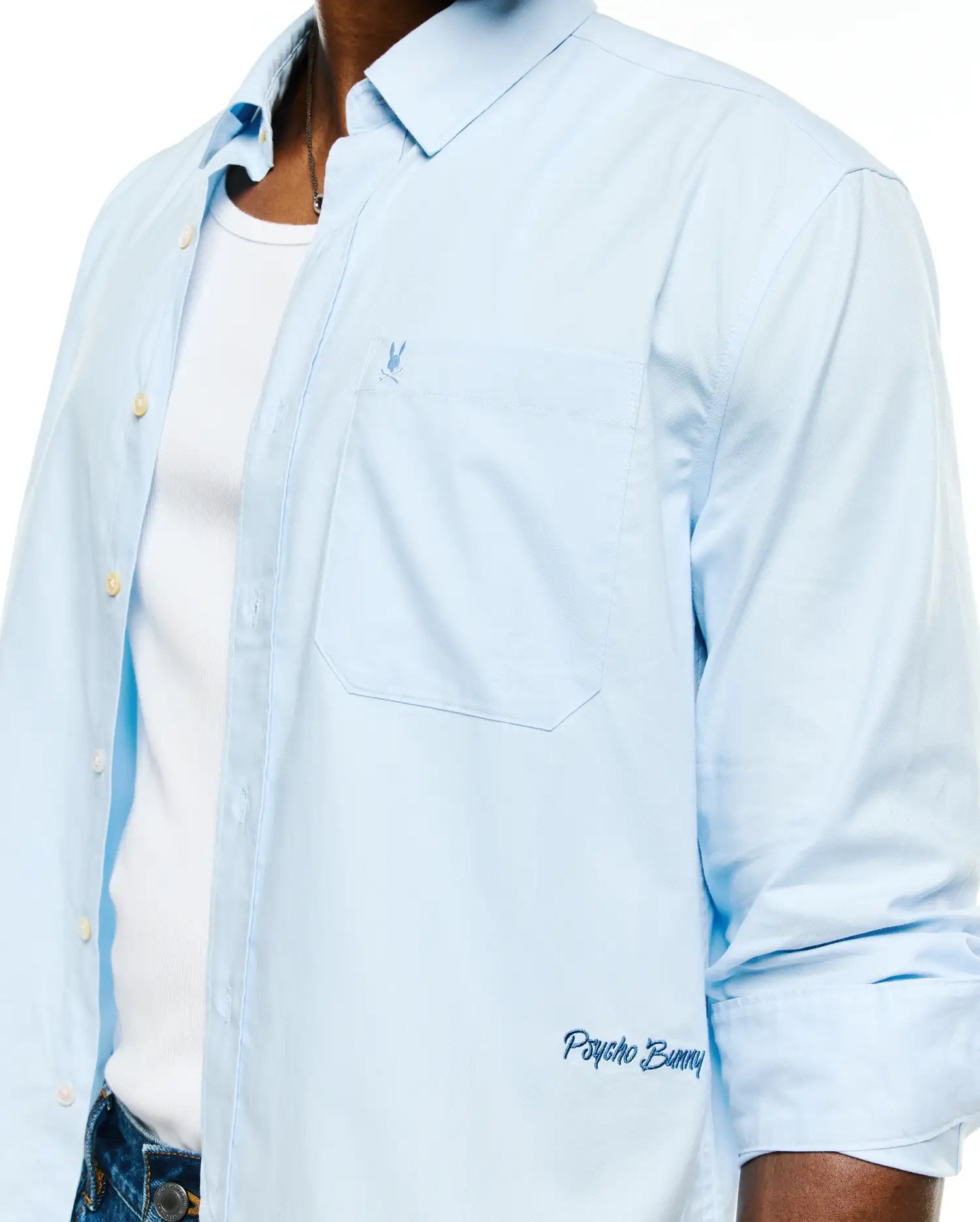 Psycho Bunny Men's Shirts Deacon camicia uomo oversize blu