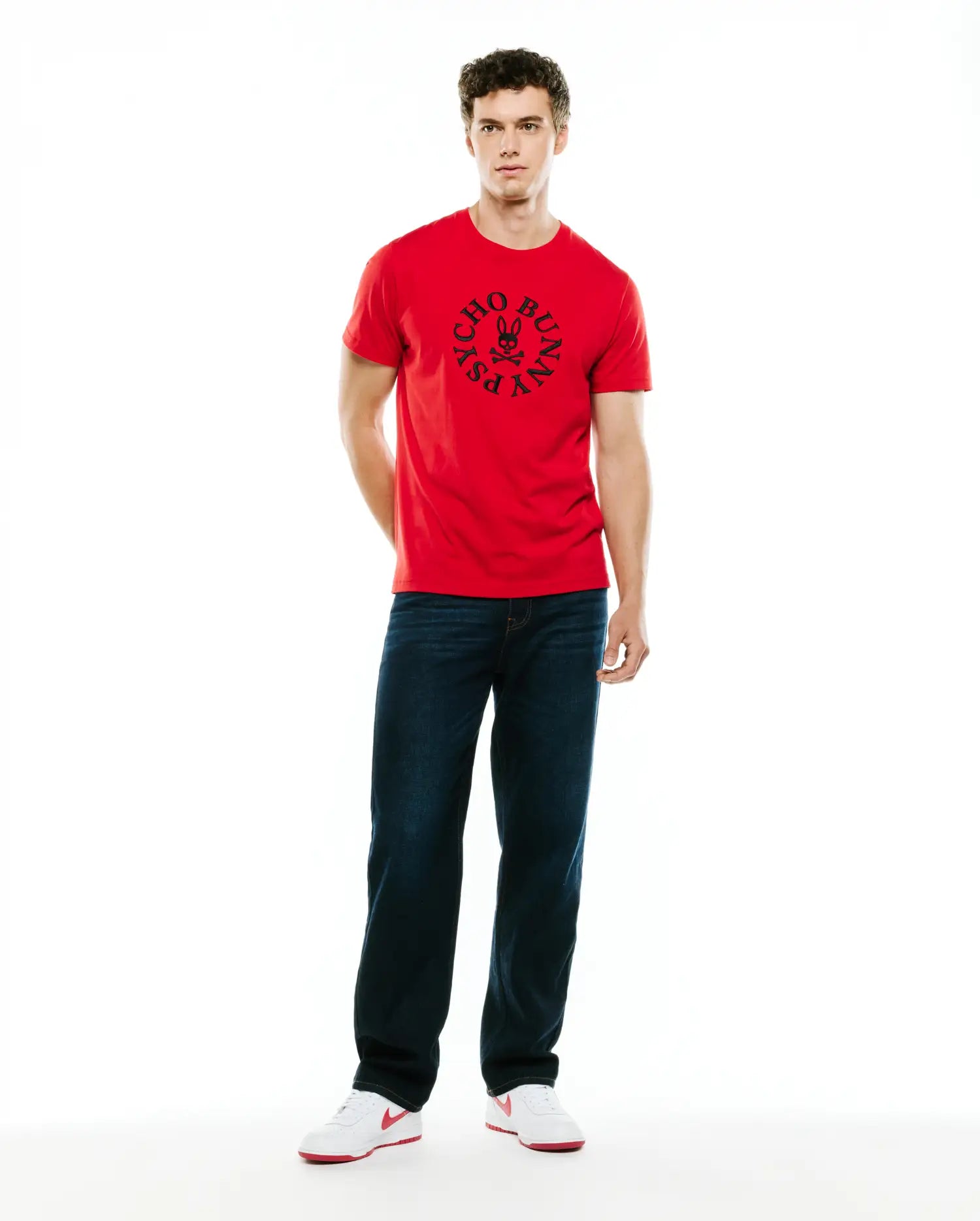Psycho Bunny Men's Tees MENS VALLANCE GRAPHIC TEE MT0200658 t-shirt rossa in cotone Pima