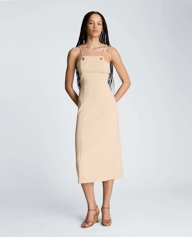 Kenneth Cole Reaction Clothing Square Neck Grommet Midi Dress abito midi biscotto