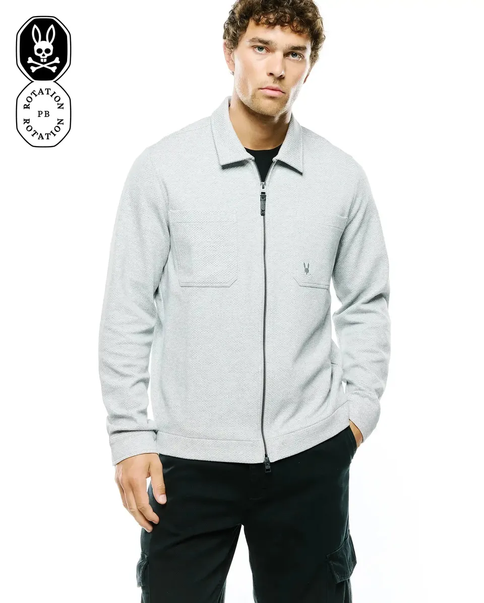 Psycho Bunny Jackets Marc Textured Overshirt sovracamicia grigia testurizzata