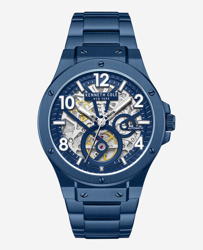 Kenneth Cole Reaction Watches Skeleton Automatic orologio blu automatico