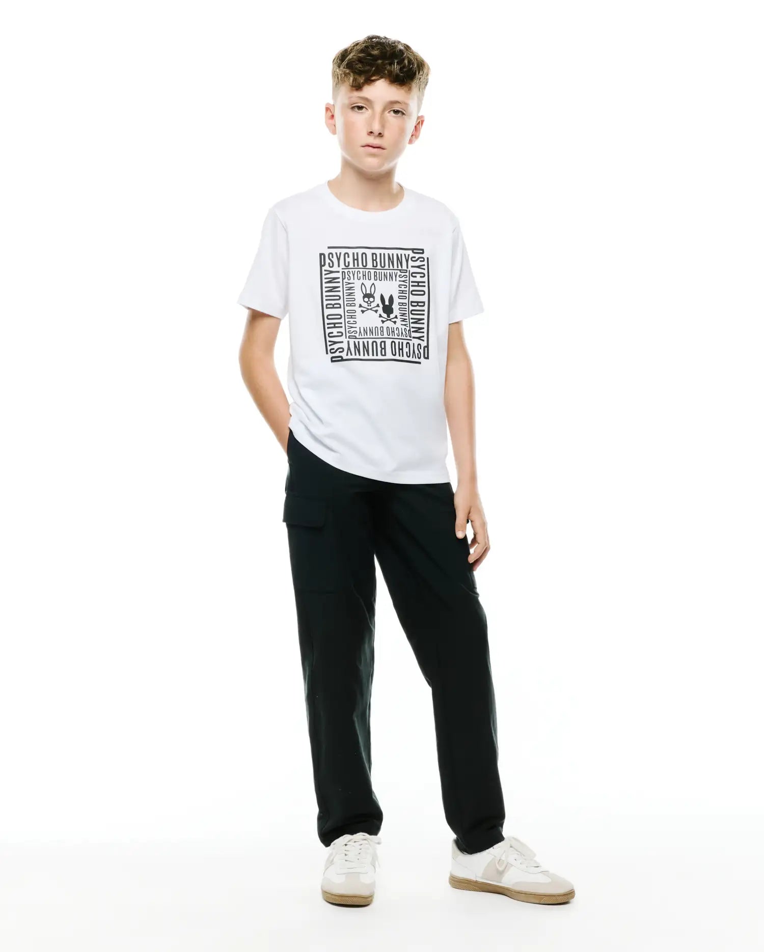Psycho Bunny Kids Tees Raj Pima Graphic Tee t-shirt bambini bianca cotone Pima