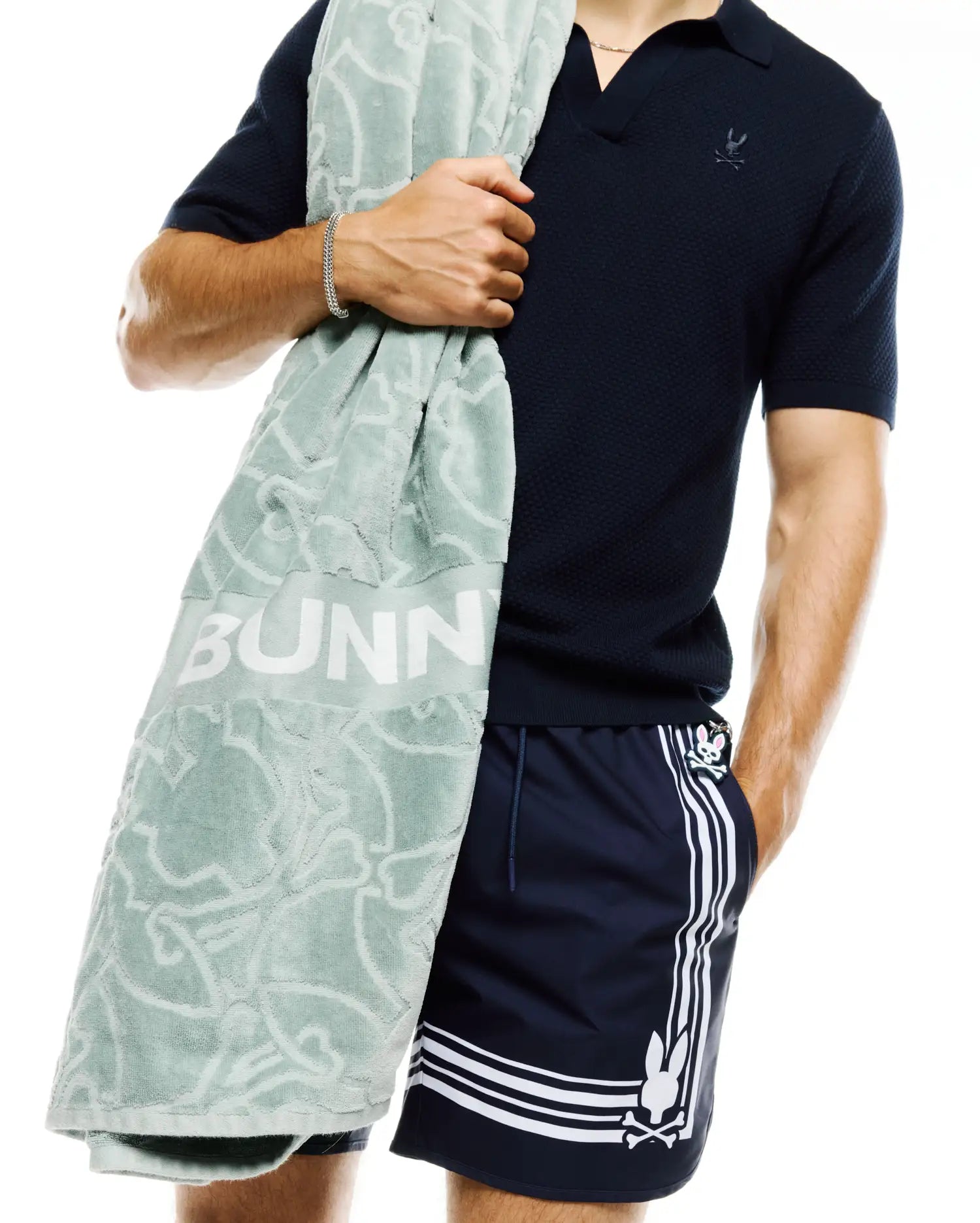 Psycho Bunny Men's Swimwear Davy Costume uomo blu 6 pollici in poliestere