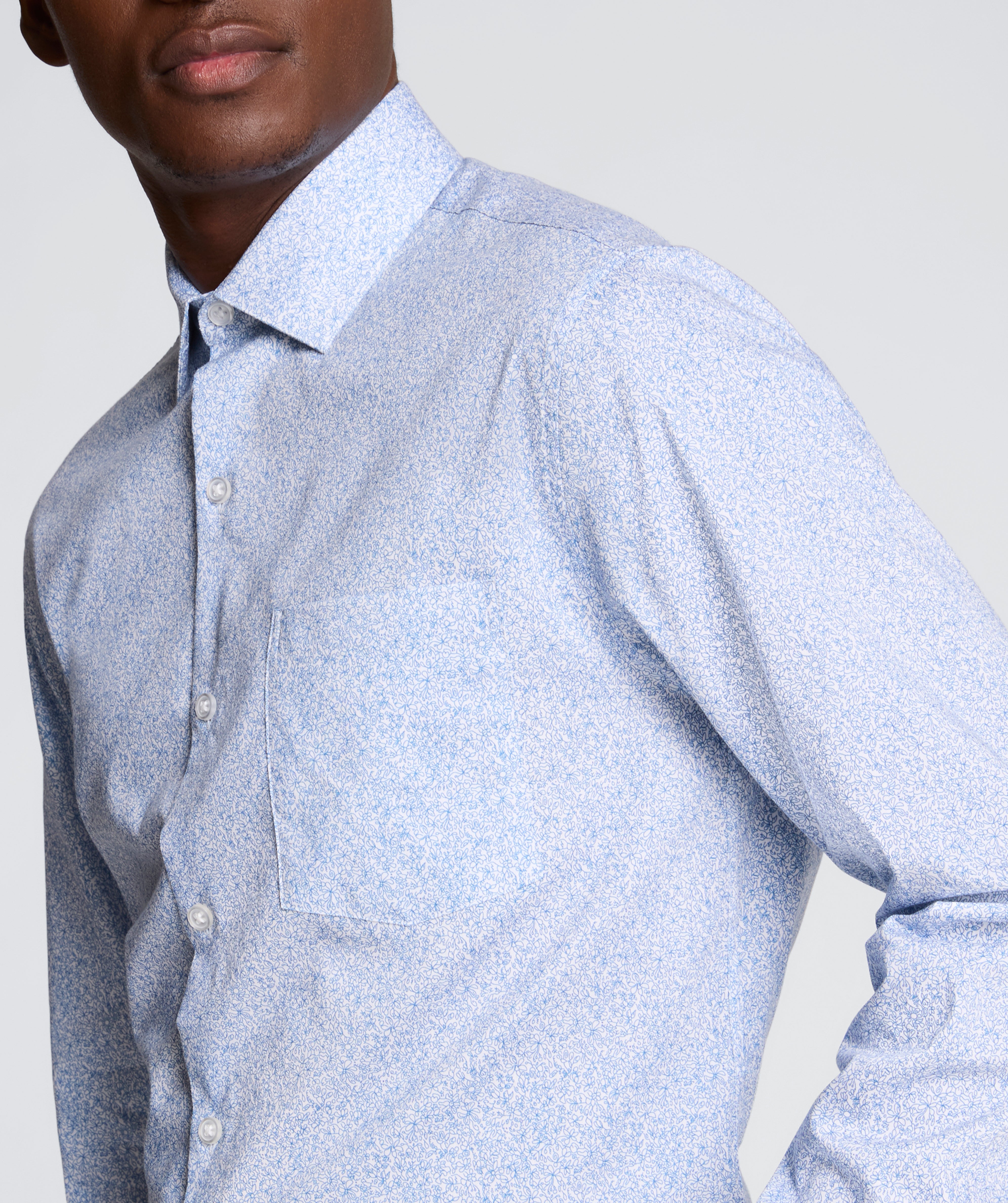 Kenneth Cole Reaction Clothing REACTION - Slim Fit Flex Stretch Dress Shirt camicia slim fit blu floreale