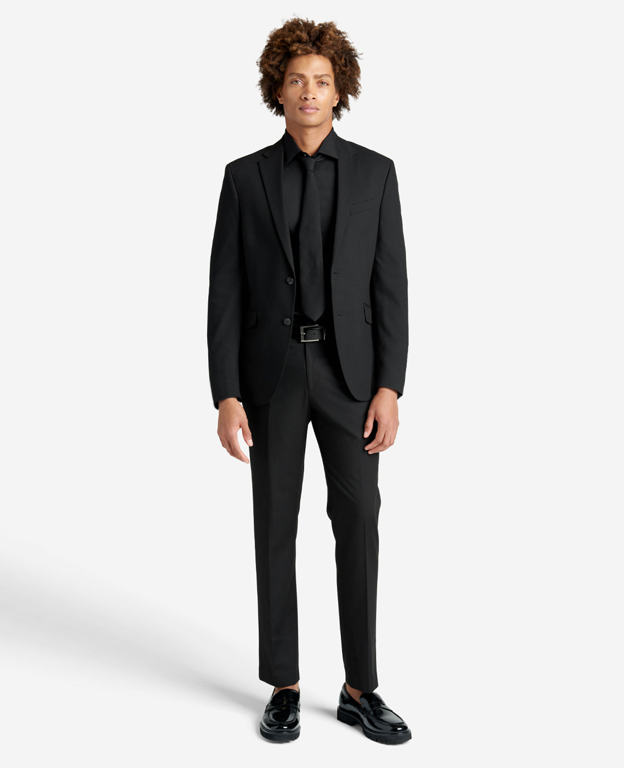 Kenneth Cole Reaction Clothing Slim Fit Sustainable Stretch Collar Solid Dress Shirt camicia nera