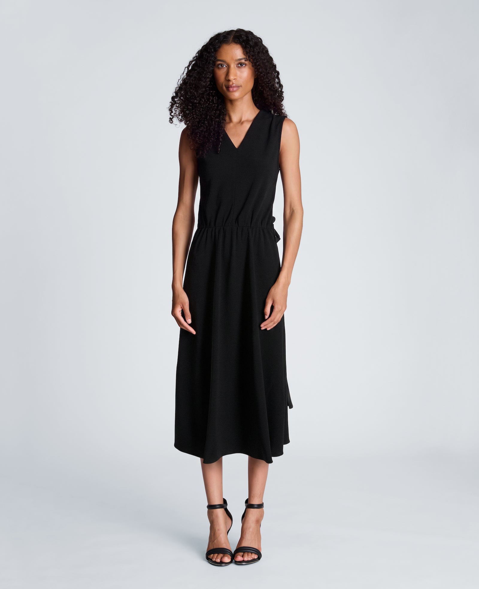 Kenneth Cole Reaction Clothing Asymmetrical Hem Midi Dress abito midi nero in crêpe