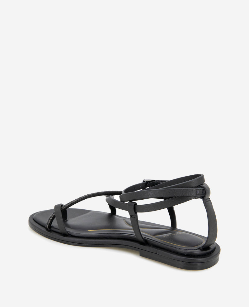 Kenneth Cole Reaction Paros Leather Beaded Sandal sandali neri in pelle