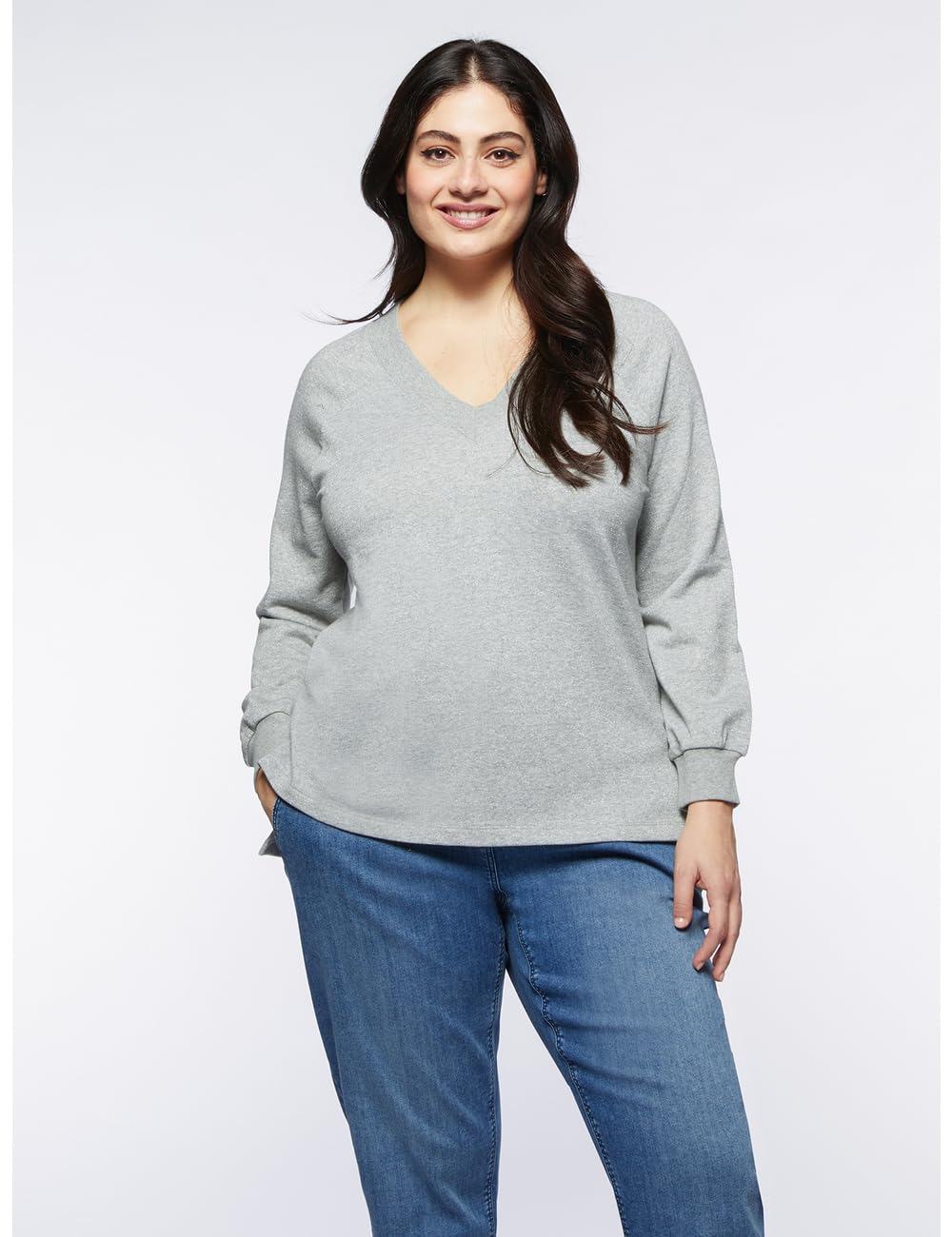 Fiorella Rubino Lurex Sweatshirt with V-Neck felpa XS Plus
