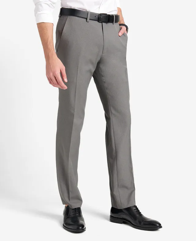 Kenneth Cole Reaction Clothing Modern-Fit Micro Check Stretch Trouser pantaloni grigi elasticizzati