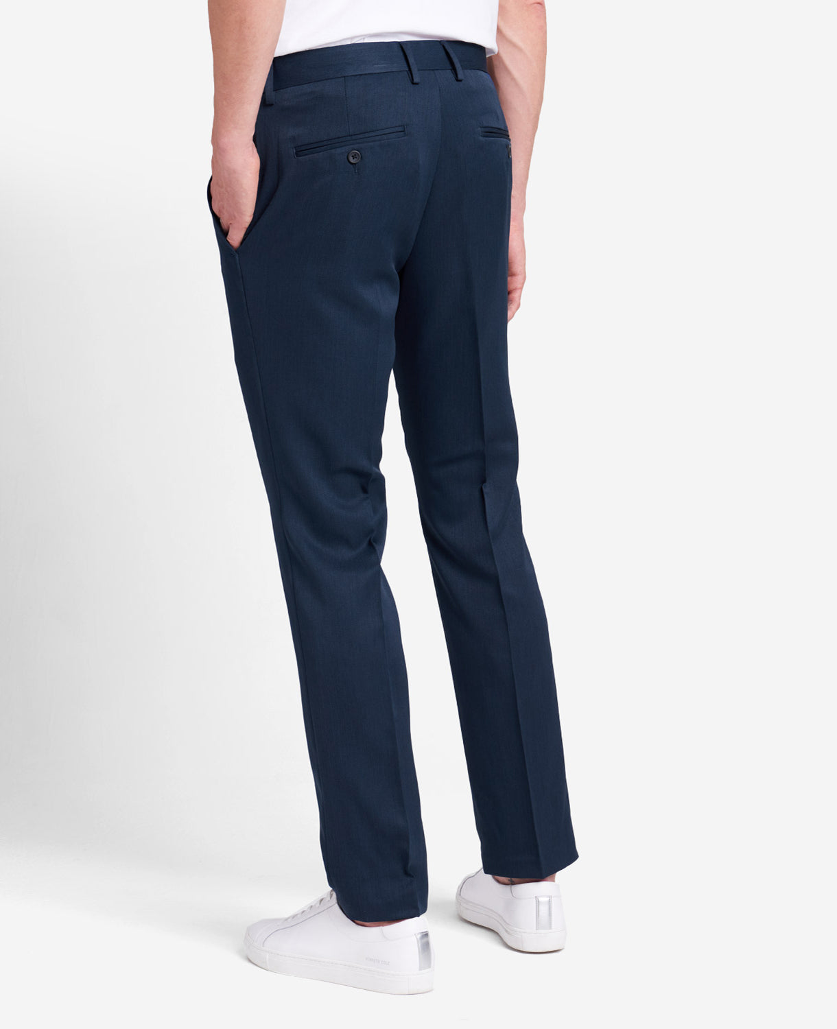 Kenneth Cole Reaction Urban Heather Slim-Fit Dress Pant pantaloni blu slim traspiranti