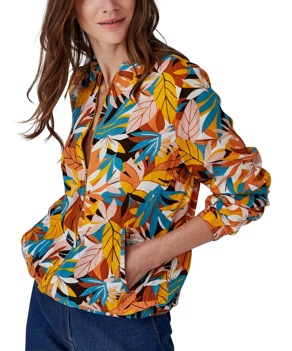 Damart Prêt-à-porter giacca donna con zip multicolore manica lunga