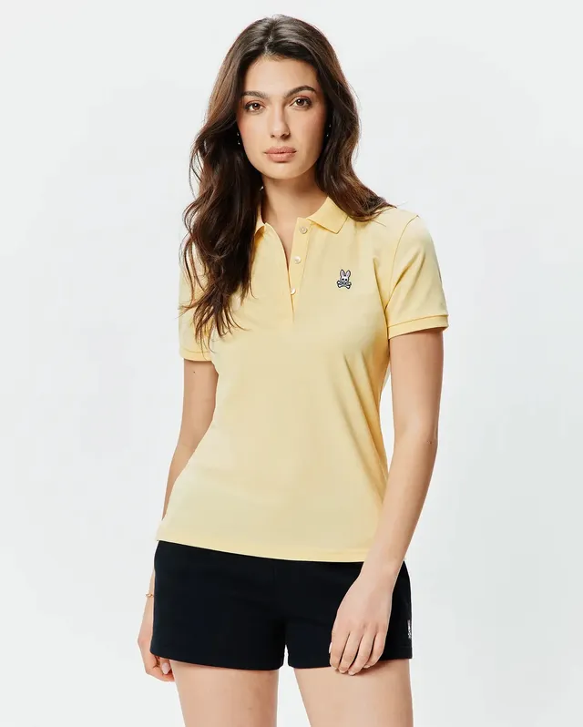 Psycho Bunny Women's Tops Classic Pique Polo polo gialla XXS–XXXL in cotone Pima
