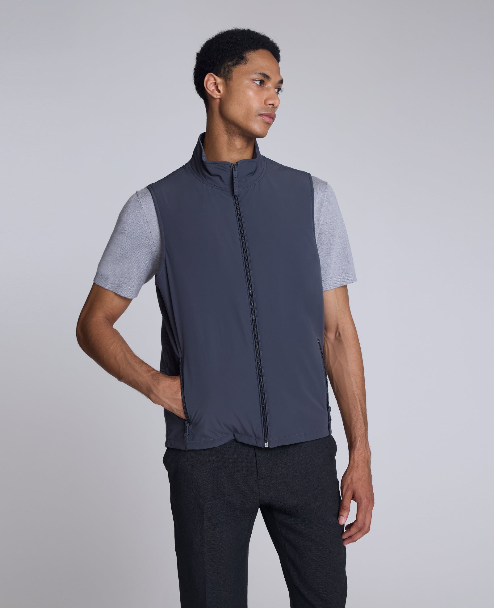 Kenneth Cole Reaction Clothing Mixed Media Vest gilet imbottito grigio