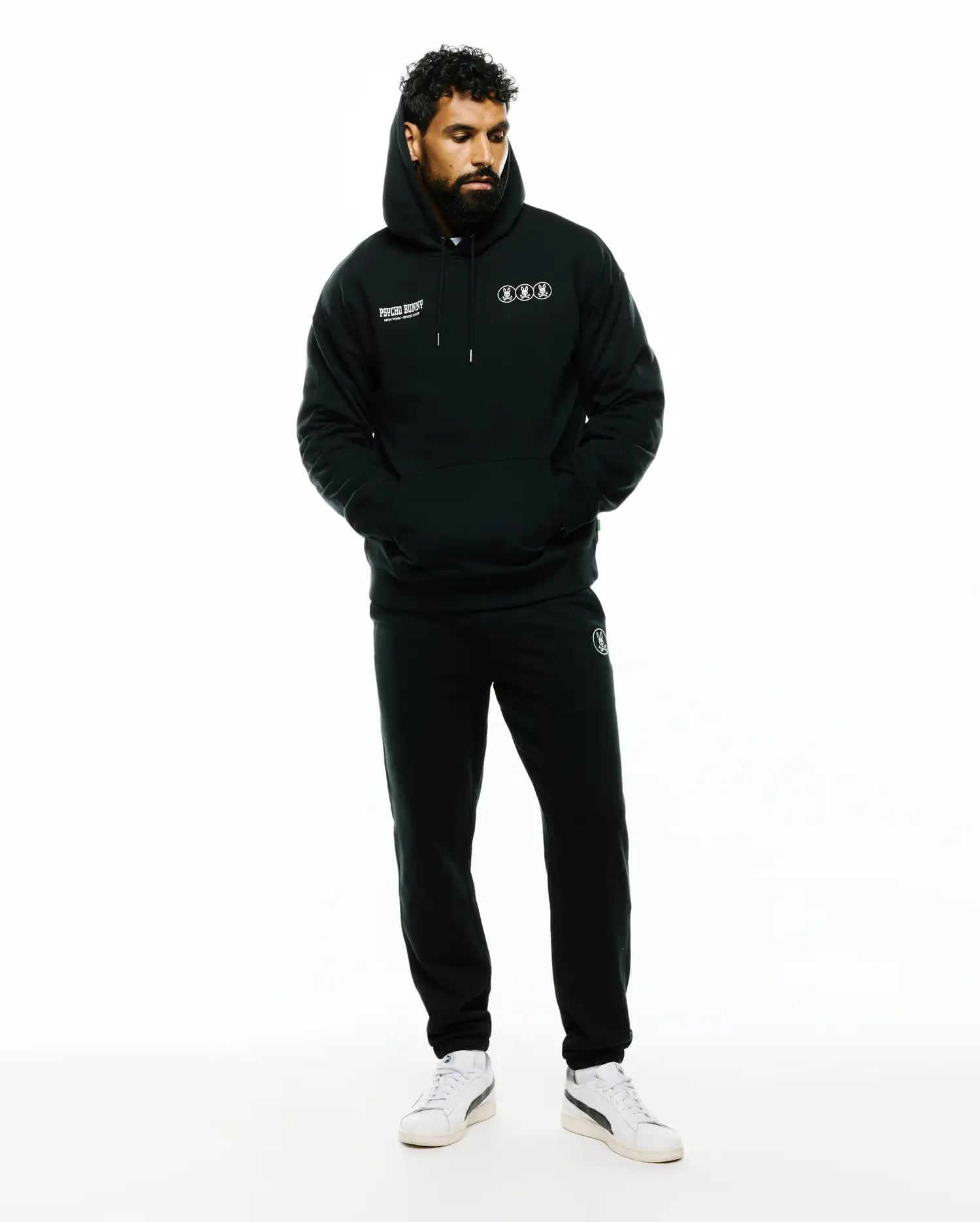 Psycho Bunny Men's Sweatshirts & Hoodies Nathaniel felpa con cappuccio nera XXS cotone