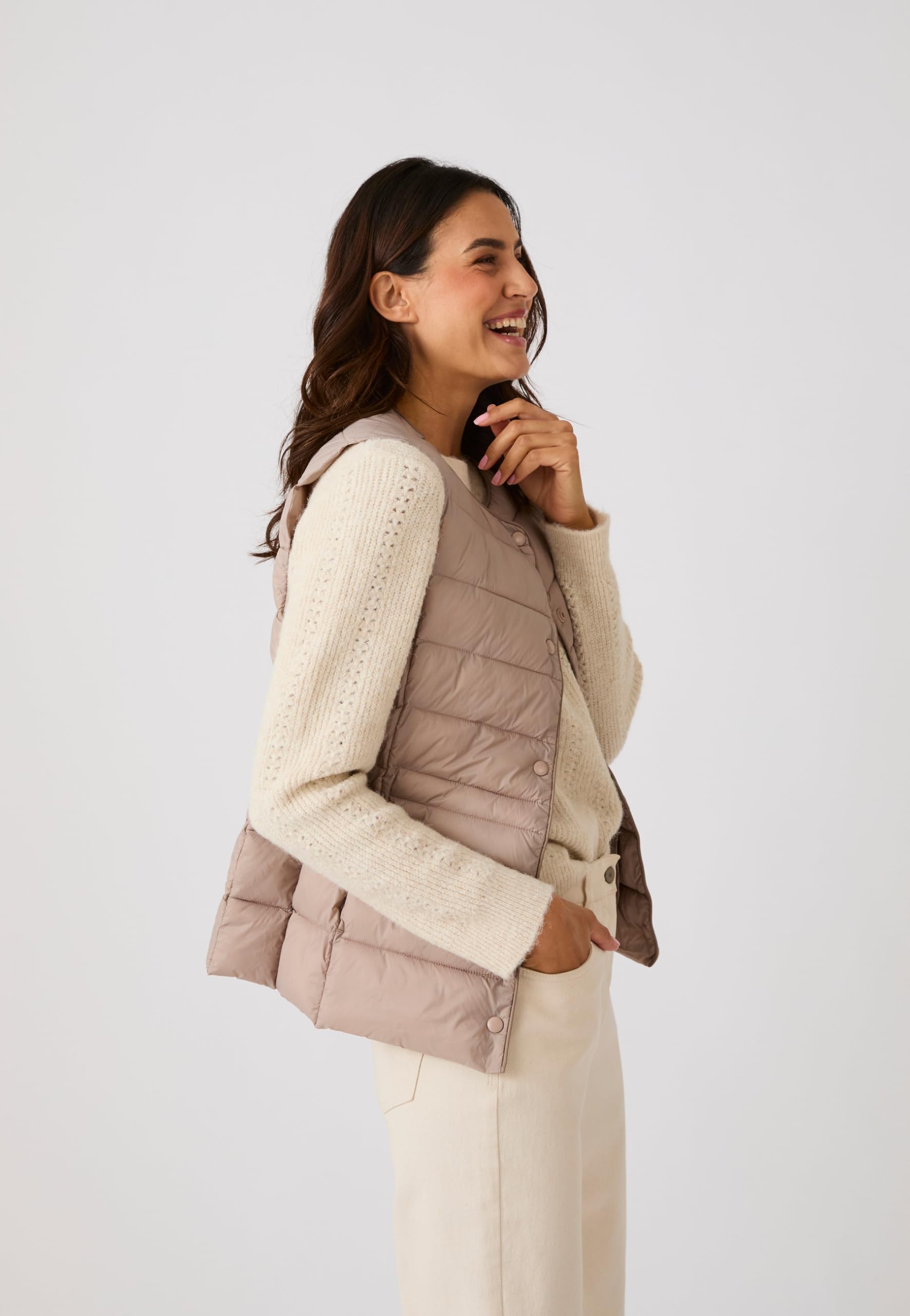 Damart Thermolactyl piumino donna grigio tortora smanicato idrorepellente