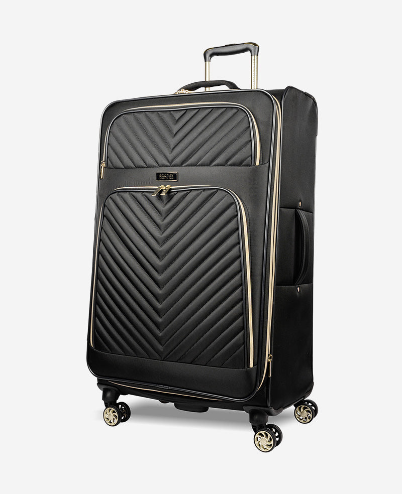 Kenneth Cole Reaction Luggage Chelsea Chevron Quilted Expandable Suitcase valigia nera