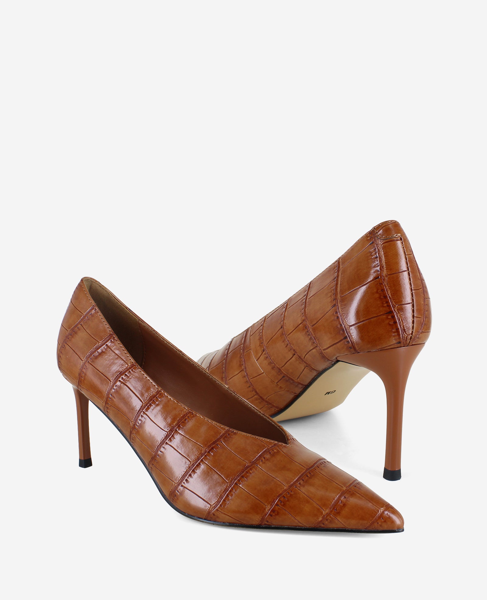 Kenneth Cole Reaction Shoes Perfecto Embossed Croco Leather décolleté tan