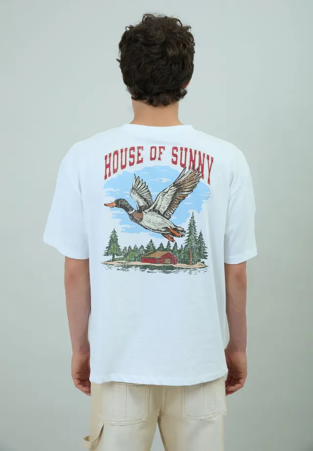 House Of Sunny Womens Tops CAMP TEE t-shirt cotone bianco sporco S-XL
