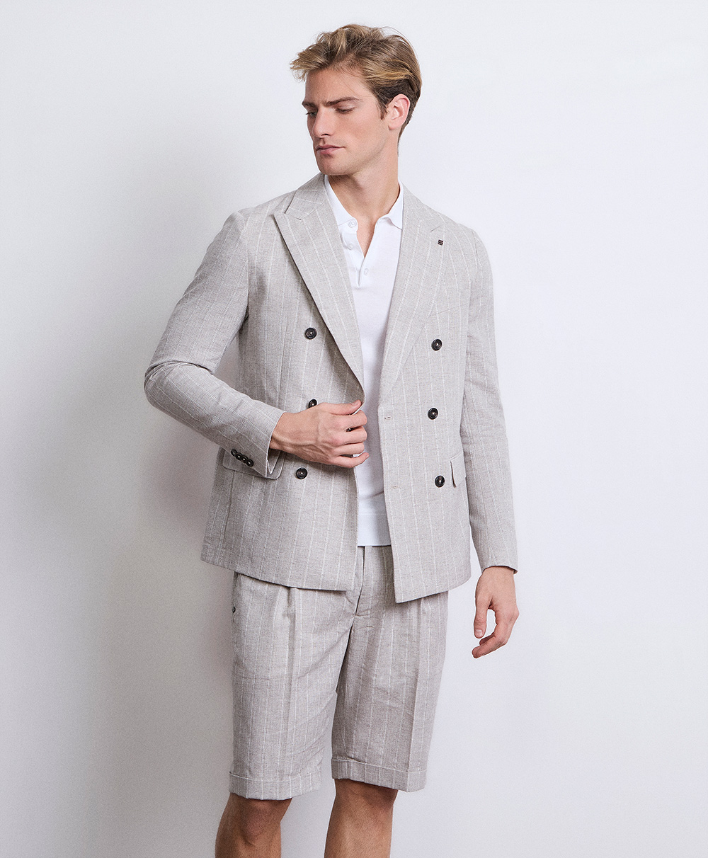 Markup Uomo Pantaloni & Bermuda Bermuda one pince in lino gessato