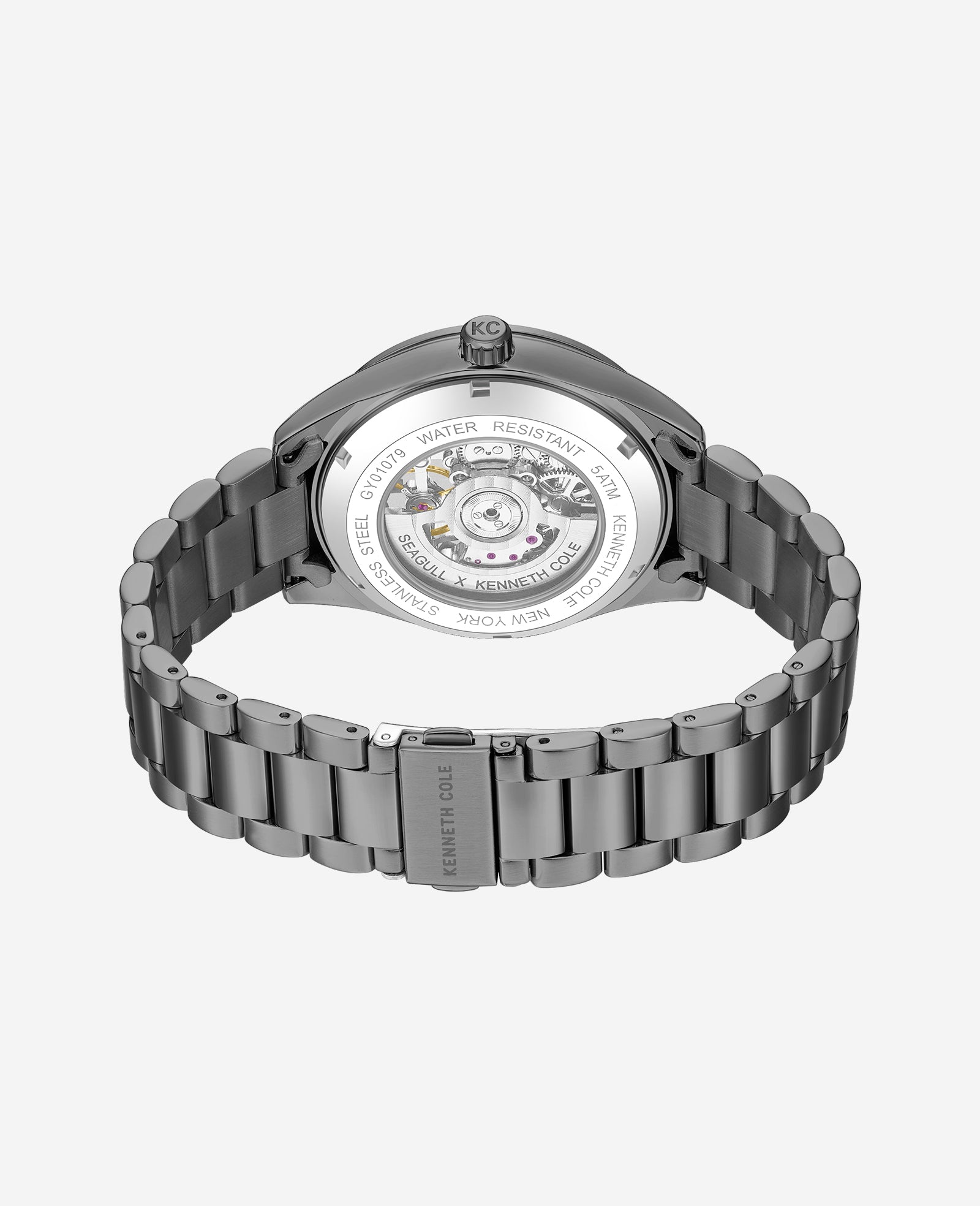 Kenneth Cole Reaction Watches Skeleton Automatic Bracelet Watch Orologio Uomo Grigio 5 ATM