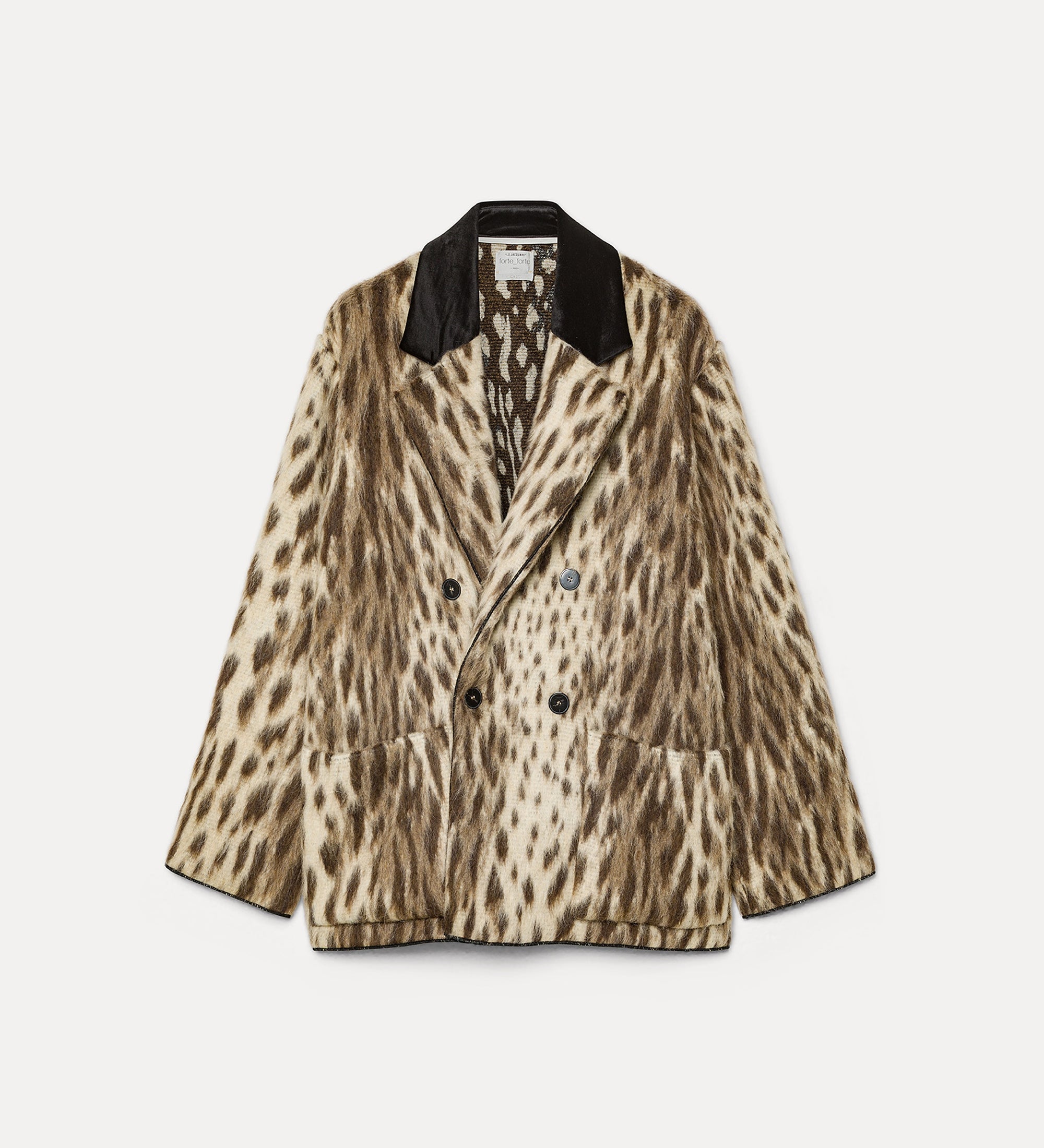 Forte capispalla e kimono “royal leopard” virgin wool and alpaca-blend short coat cappotto corto giallo oro