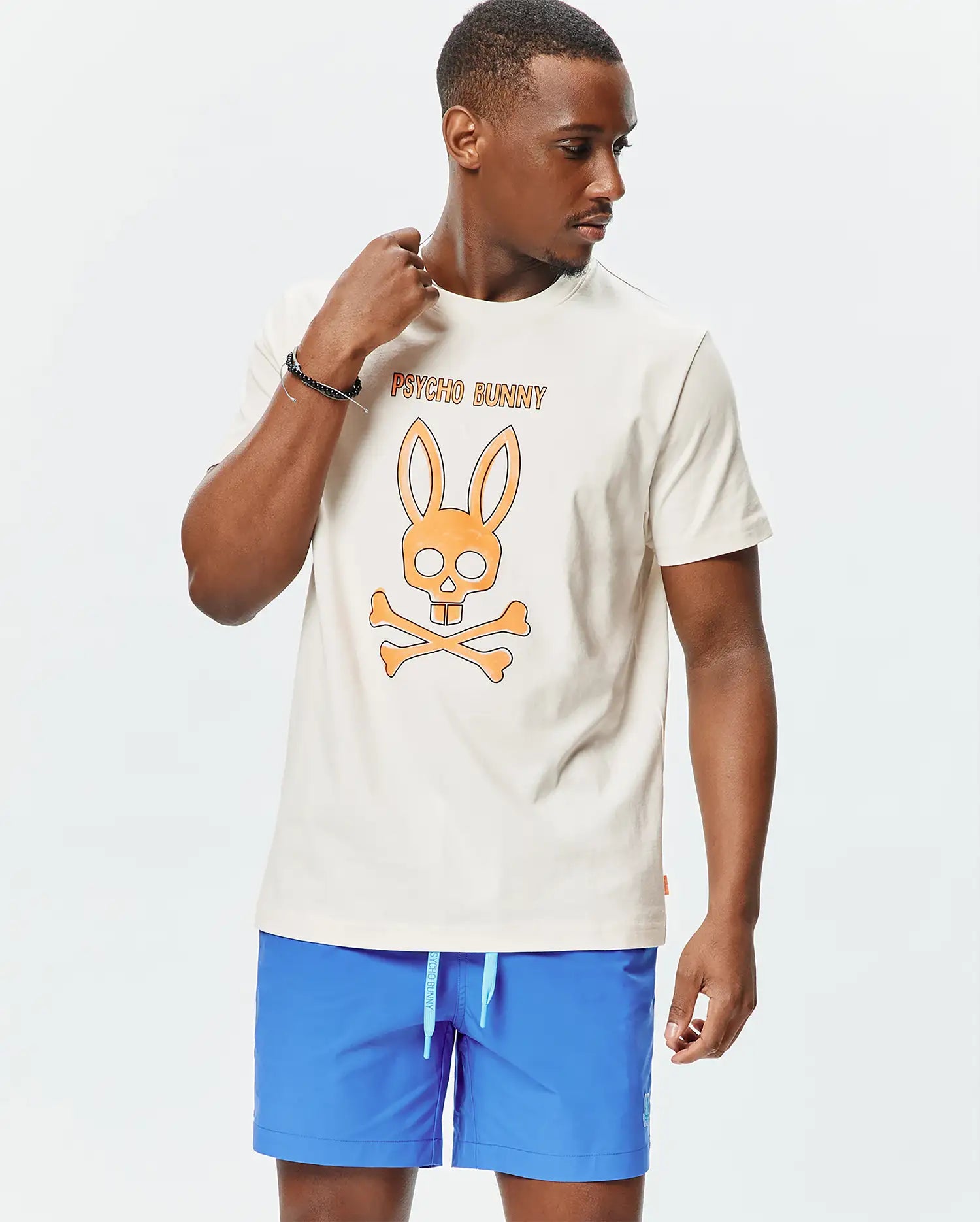 Psycho Bunny Men's Tees Adler Graphic Tee t-shirt bianca cotone Pima