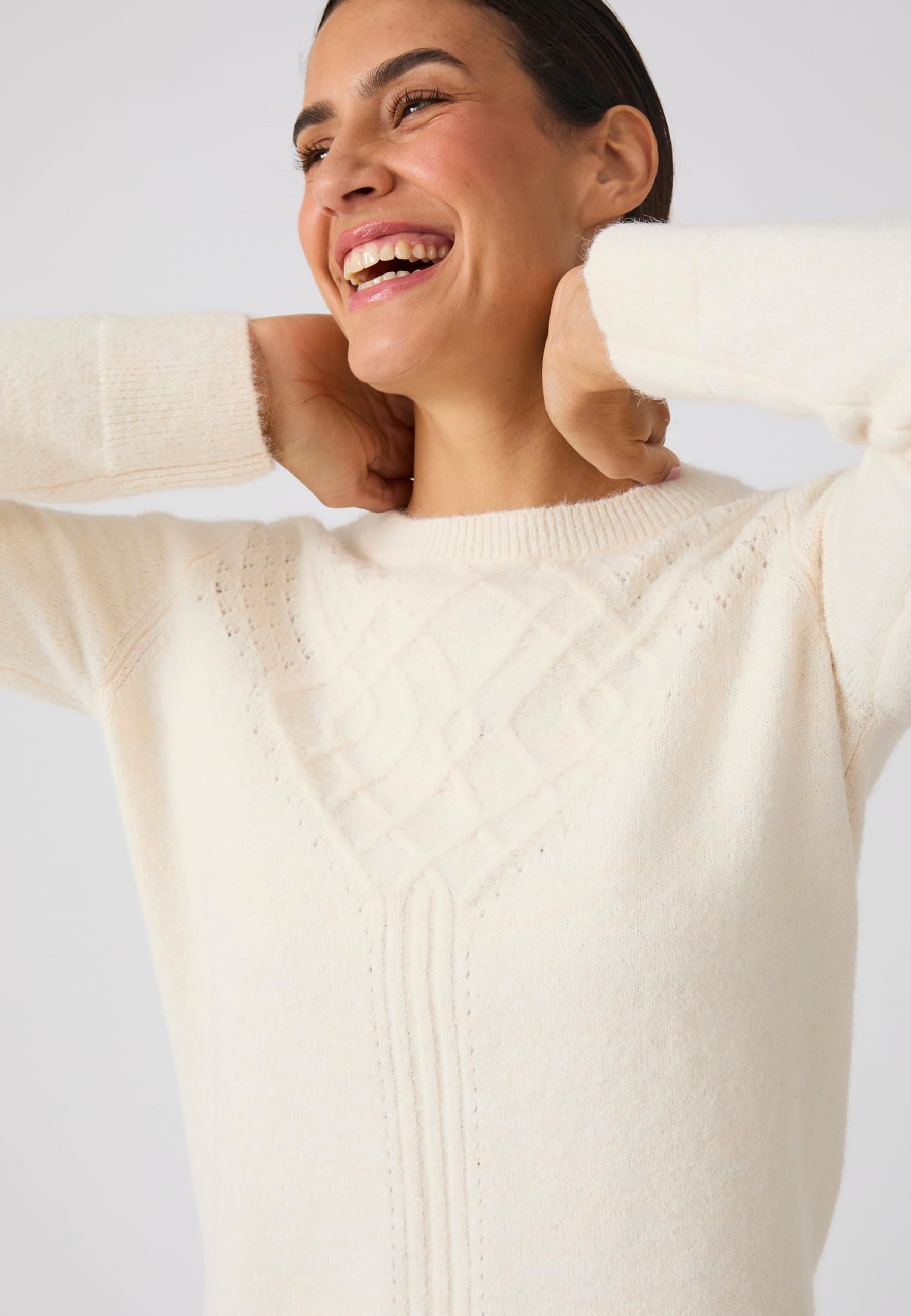 Damart Thermolactyl Maglione da donna marrone beige traforato