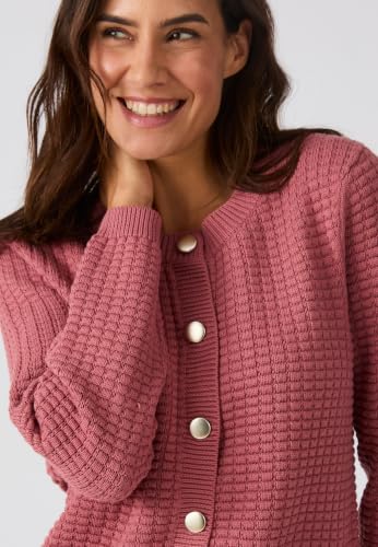 Damart Prêt-à-porter cardigan donna marrone beige a righe in cotone