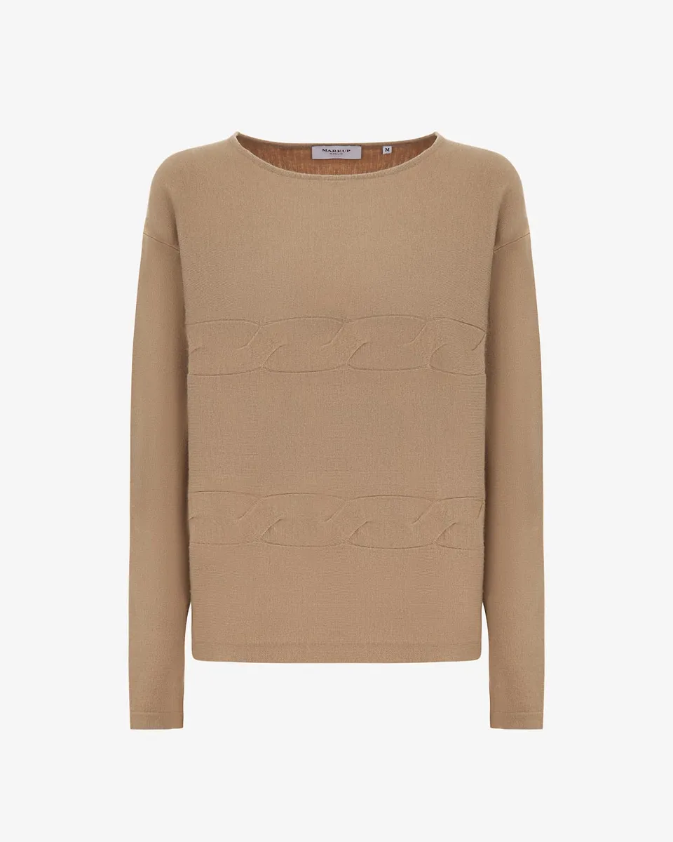Markup Donna Maglieria Girocollo rasato con trecce maglia