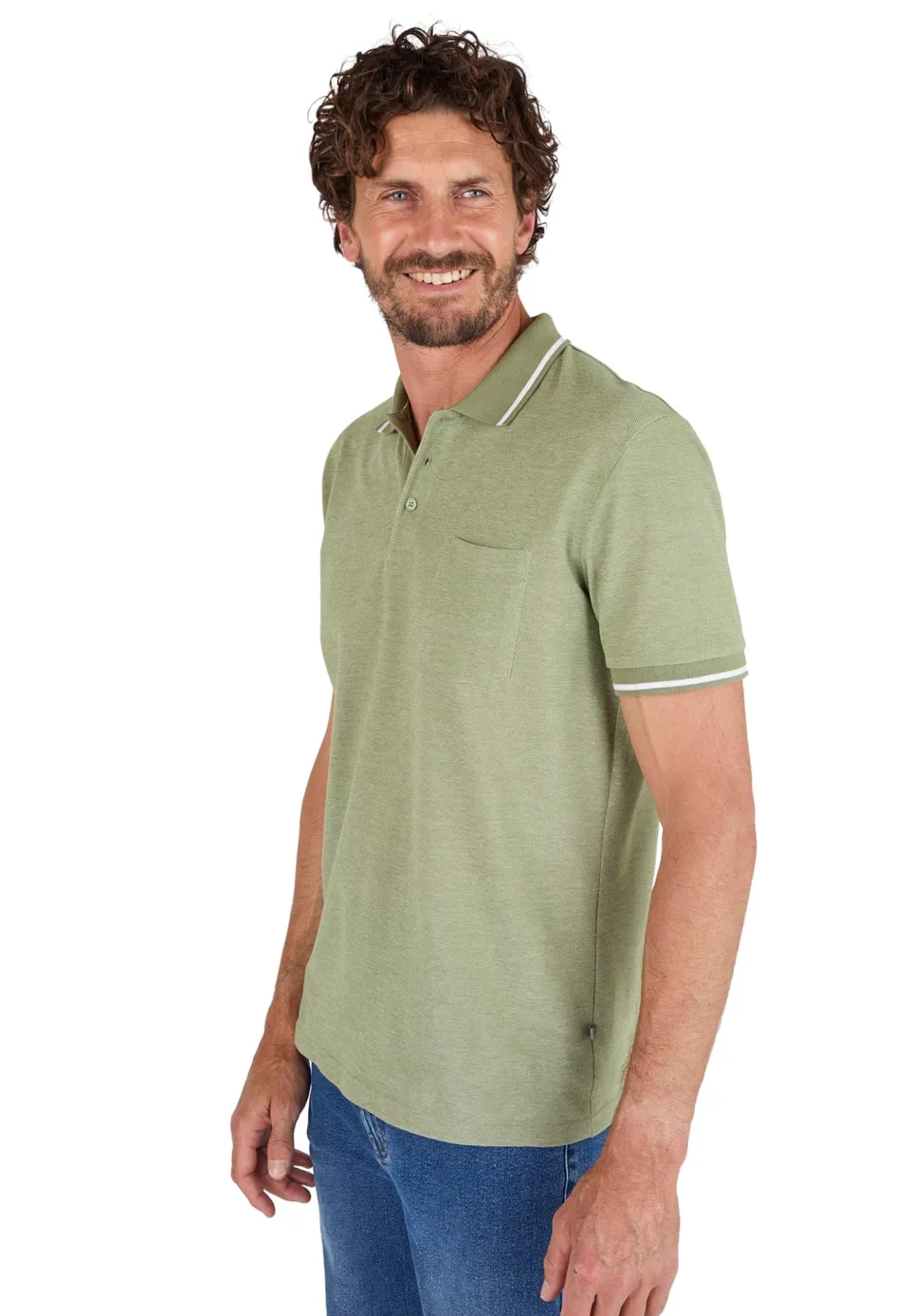 Damart Prêt-à-porter Polo a Manica Corta in Maglia Piquata Uomo M Verde Melange