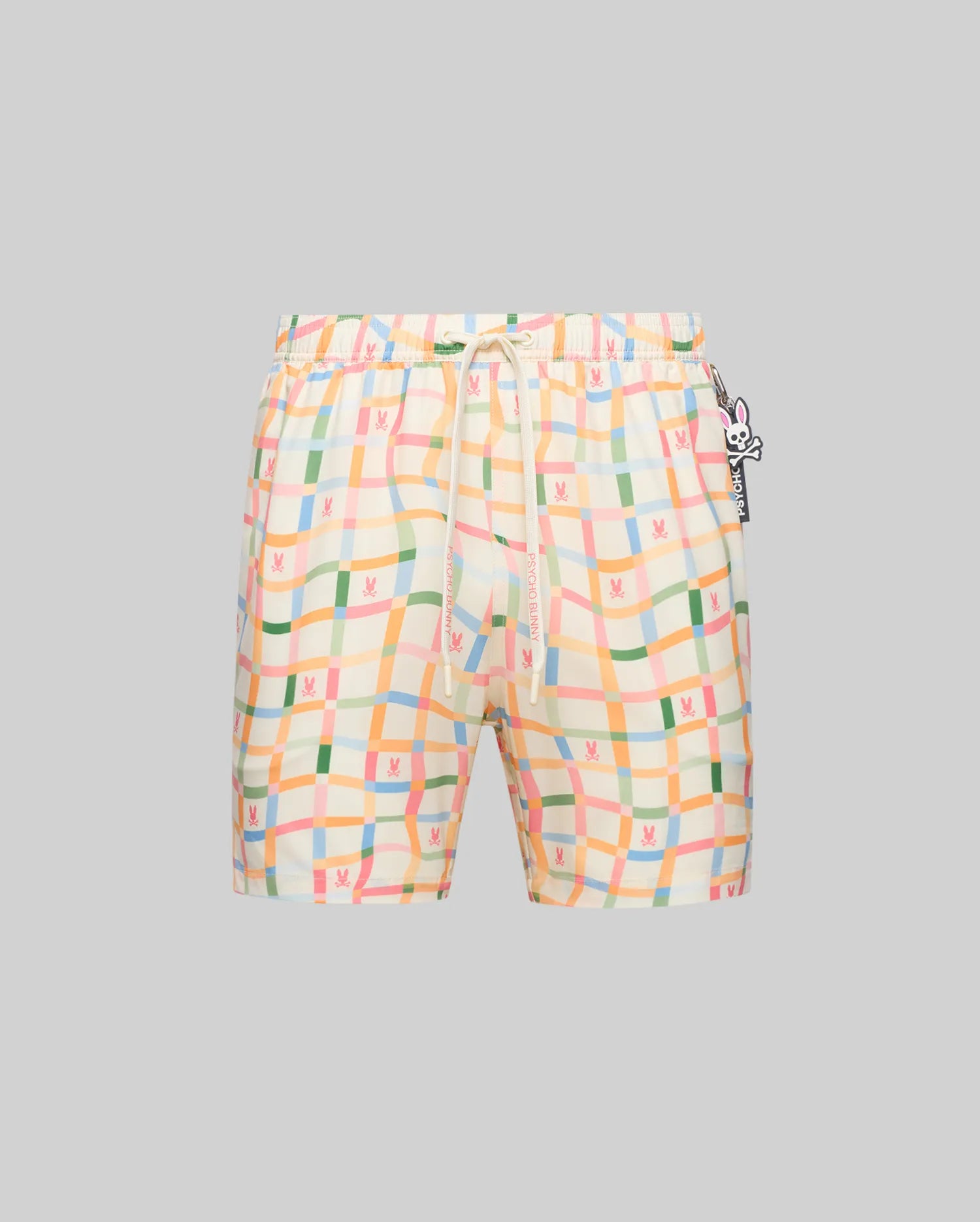 Psycho Bunny Men's Swimwear Atlas Swim Trunk 6" costume bianco