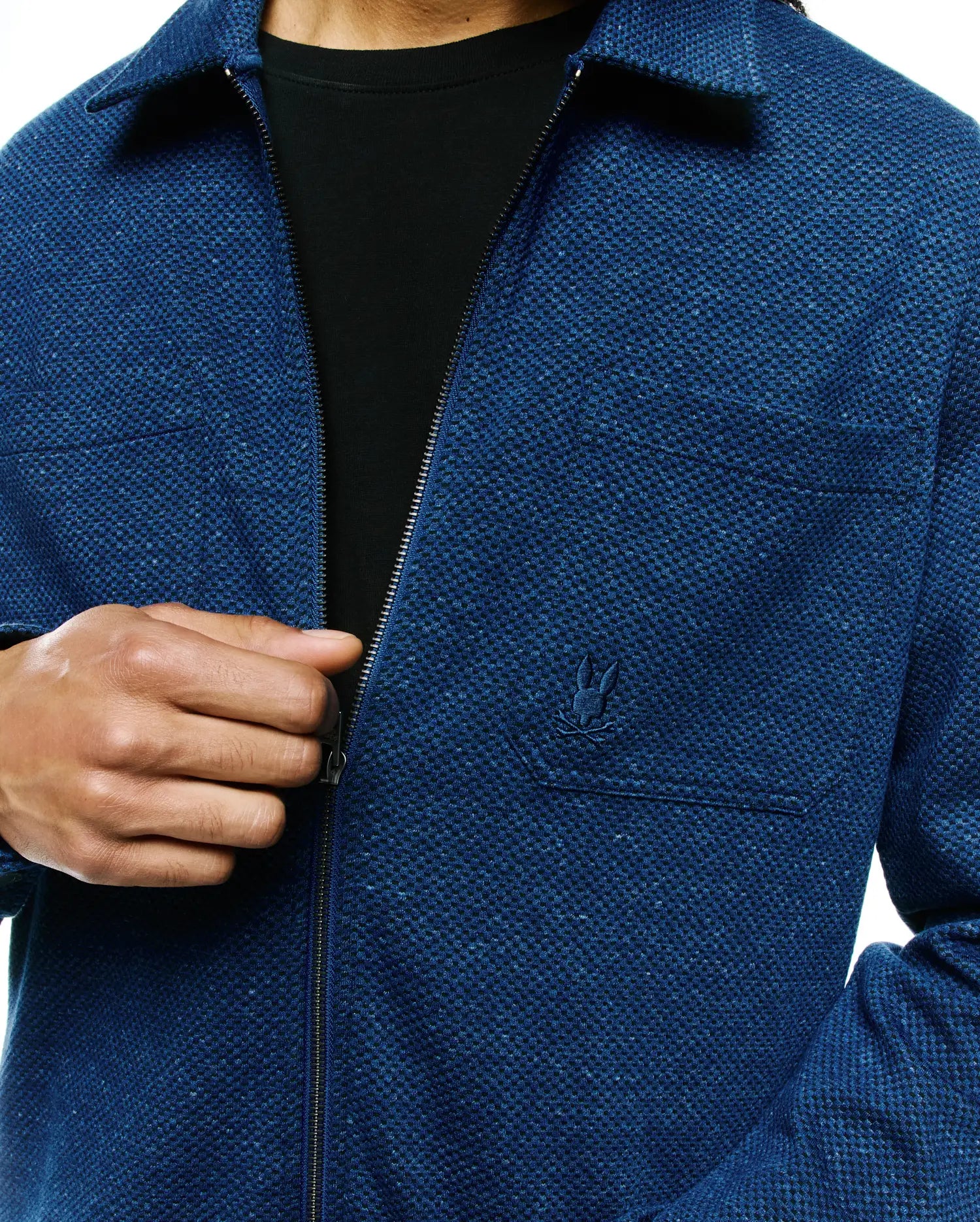 Psycho Bunny Jackets Men's Marc Textured Overshirt sovracamicia blu testurizzata