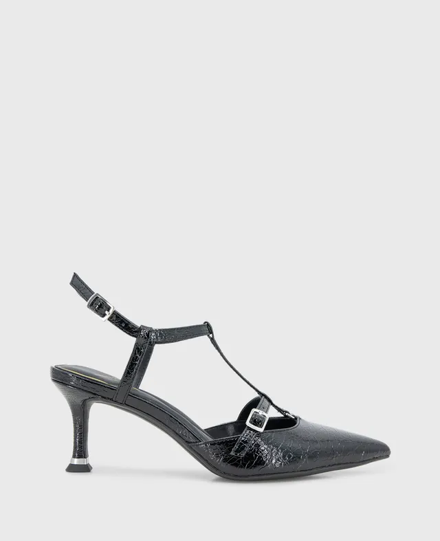 Kenneth Cole Reaction Shoes Urka Crinkle Patent Slingback Heel slingback nero lucido con tacco 2,5 pollici