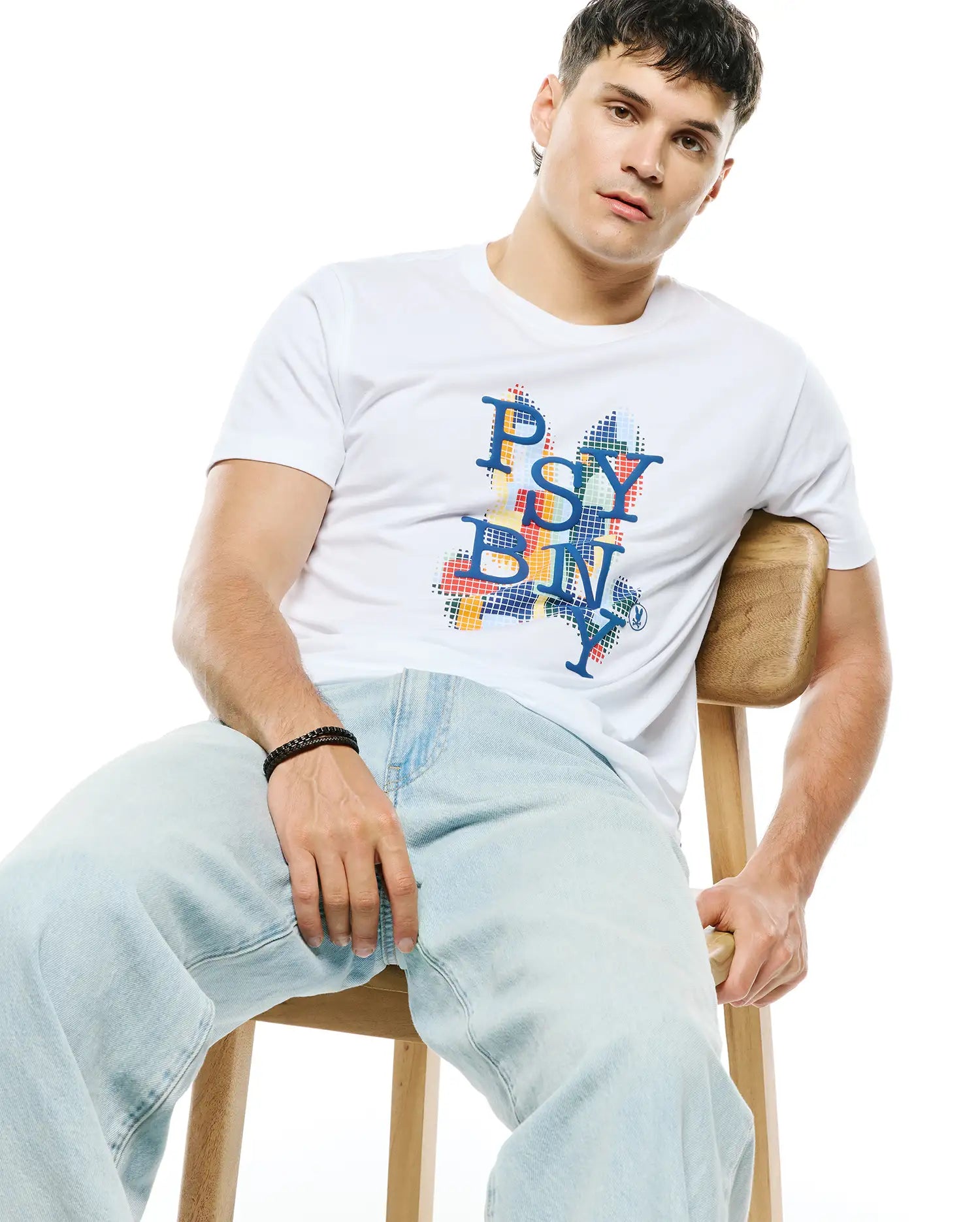 Psycho Bunny Men's Tees Wes Pima Cotton Graphic Tee MT0200397 maglietta bianca Pima