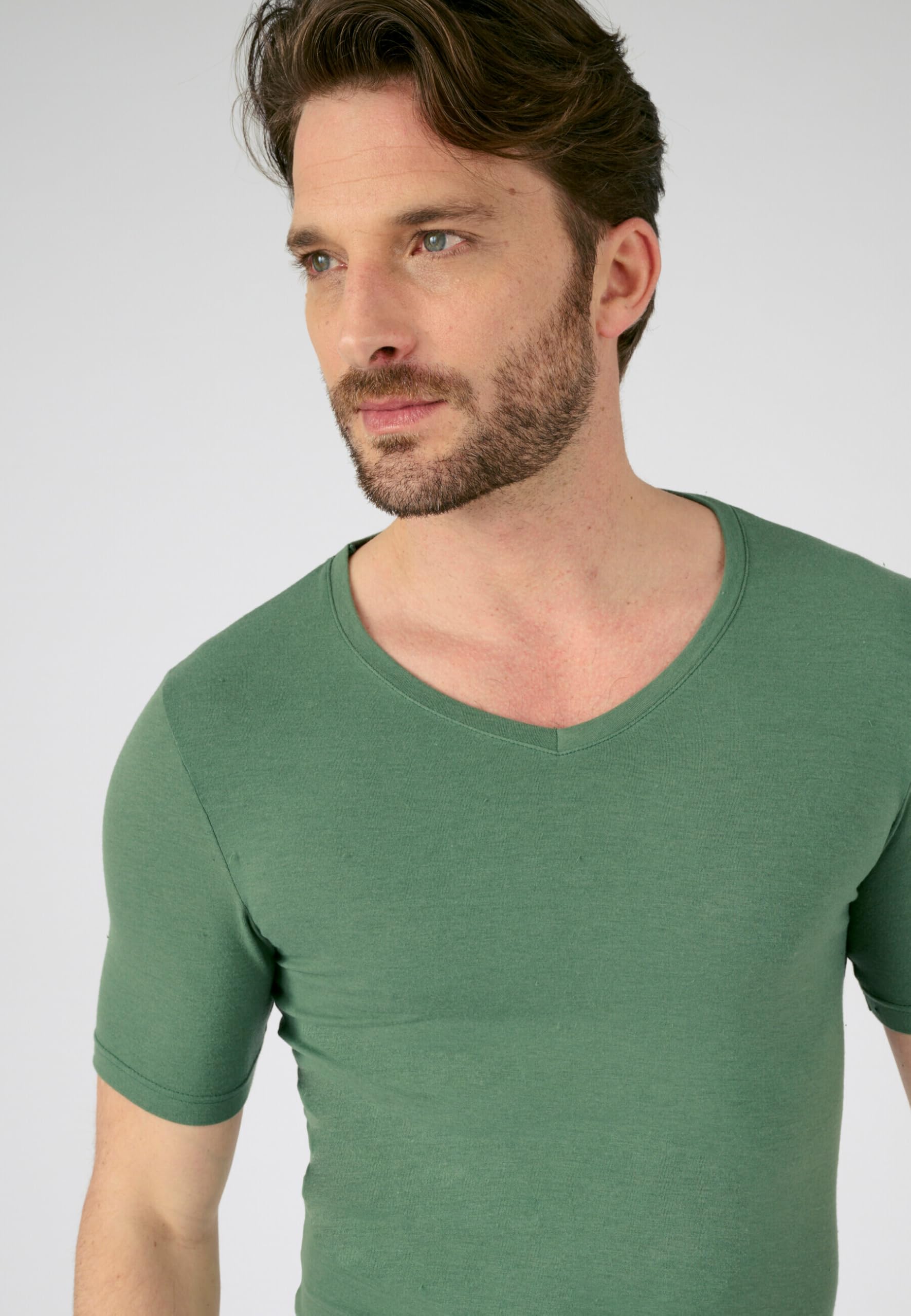 Damart Thermolactyl Sensitive maglietta uomo scollo a V maniche corte verde eucalipto S