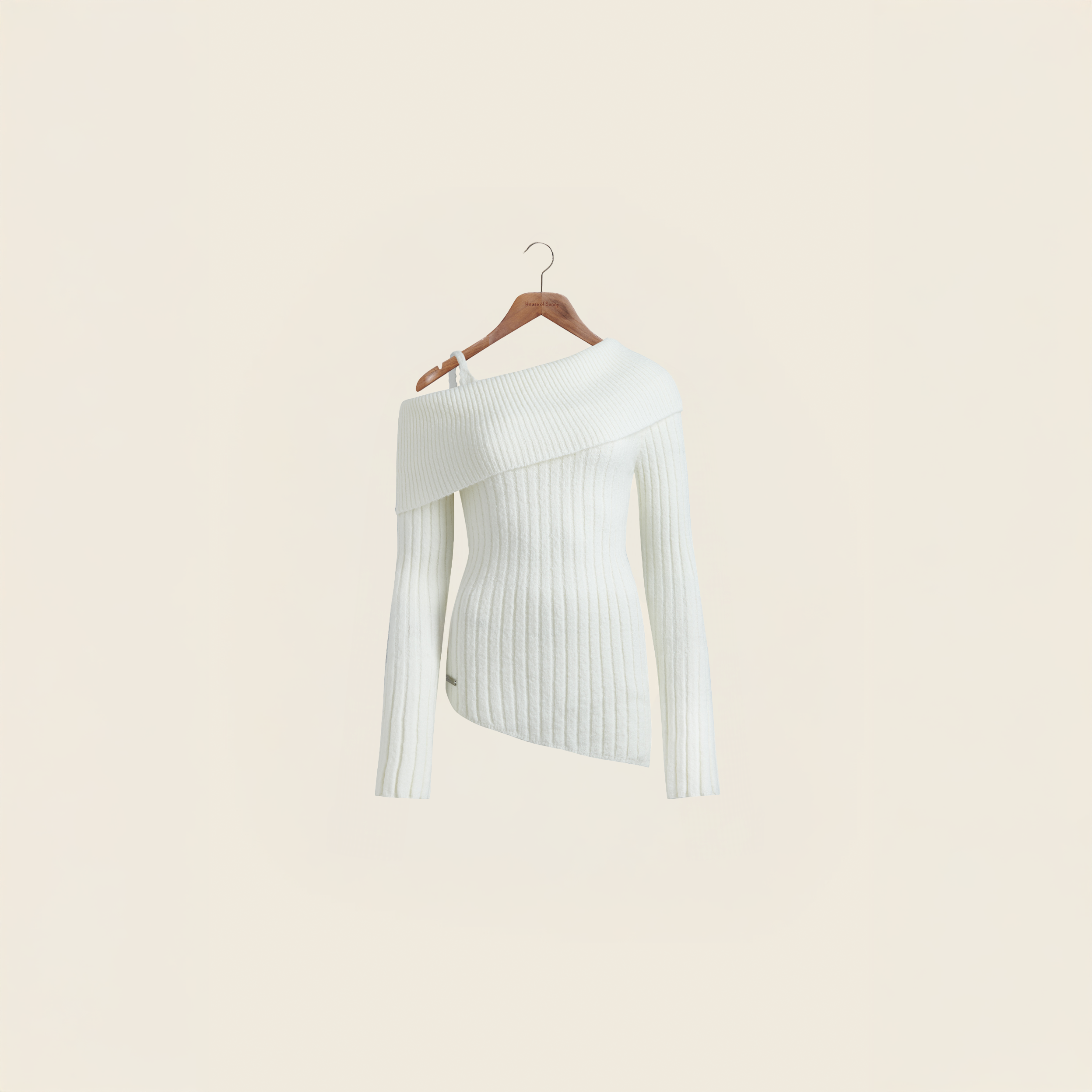 House Of Sunny Women's Knitwear Chunky Rib Top top a coste maniche svasate
