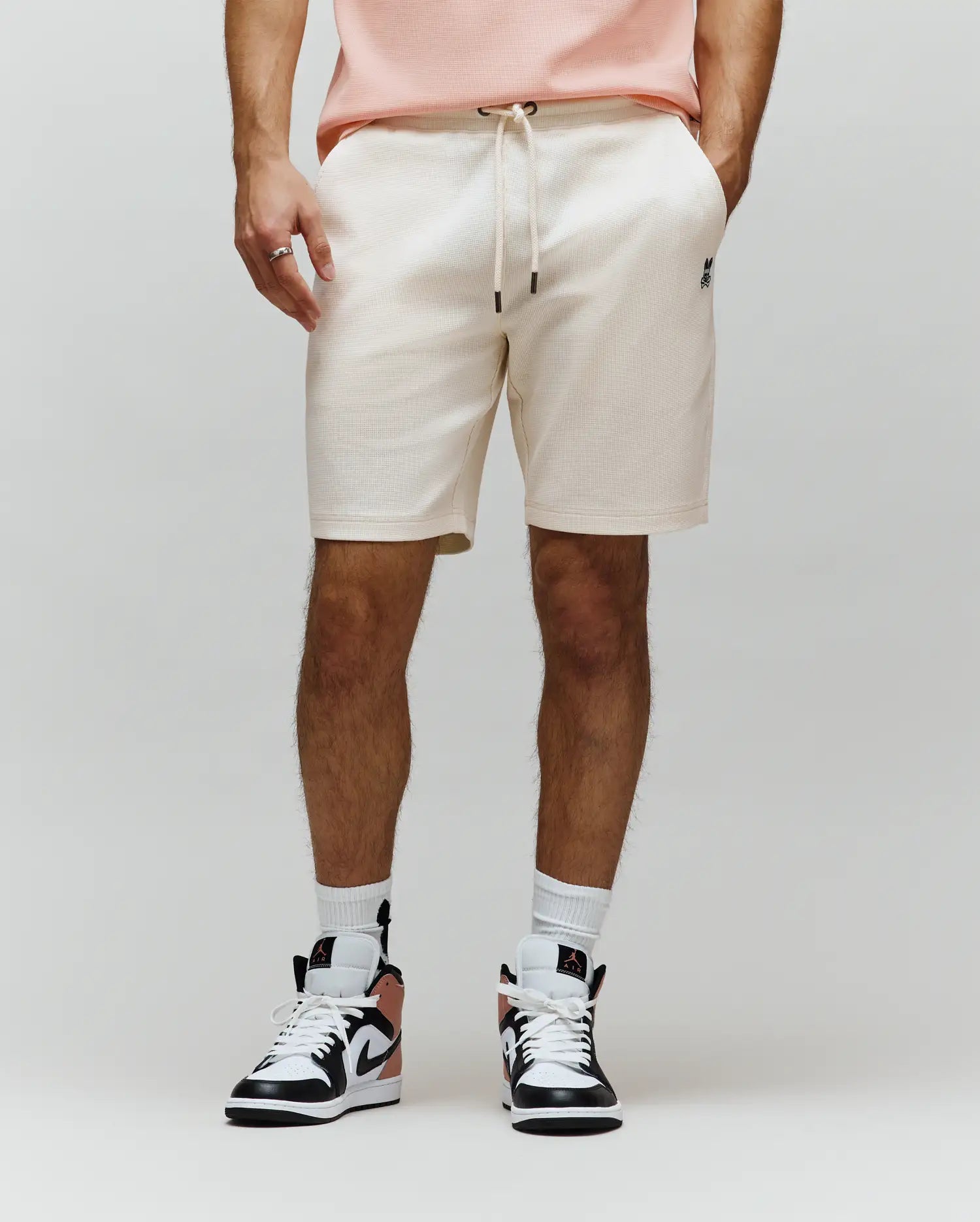 Psycho Bunny Men's Shorts Maxton pantaloncini waffle avorio classici