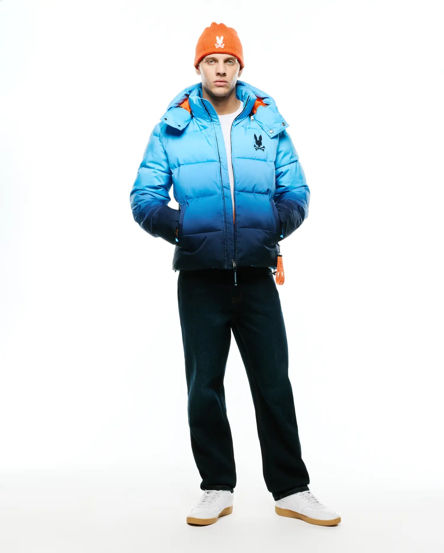 Psycho Bunny Jackets MEN'S SOLAN PUFFER JACKET MO1100091 giacca blu sfumata