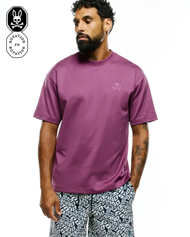 Psycho Bunny Men's Tees Oscar Oversized Tee maglietta viola
