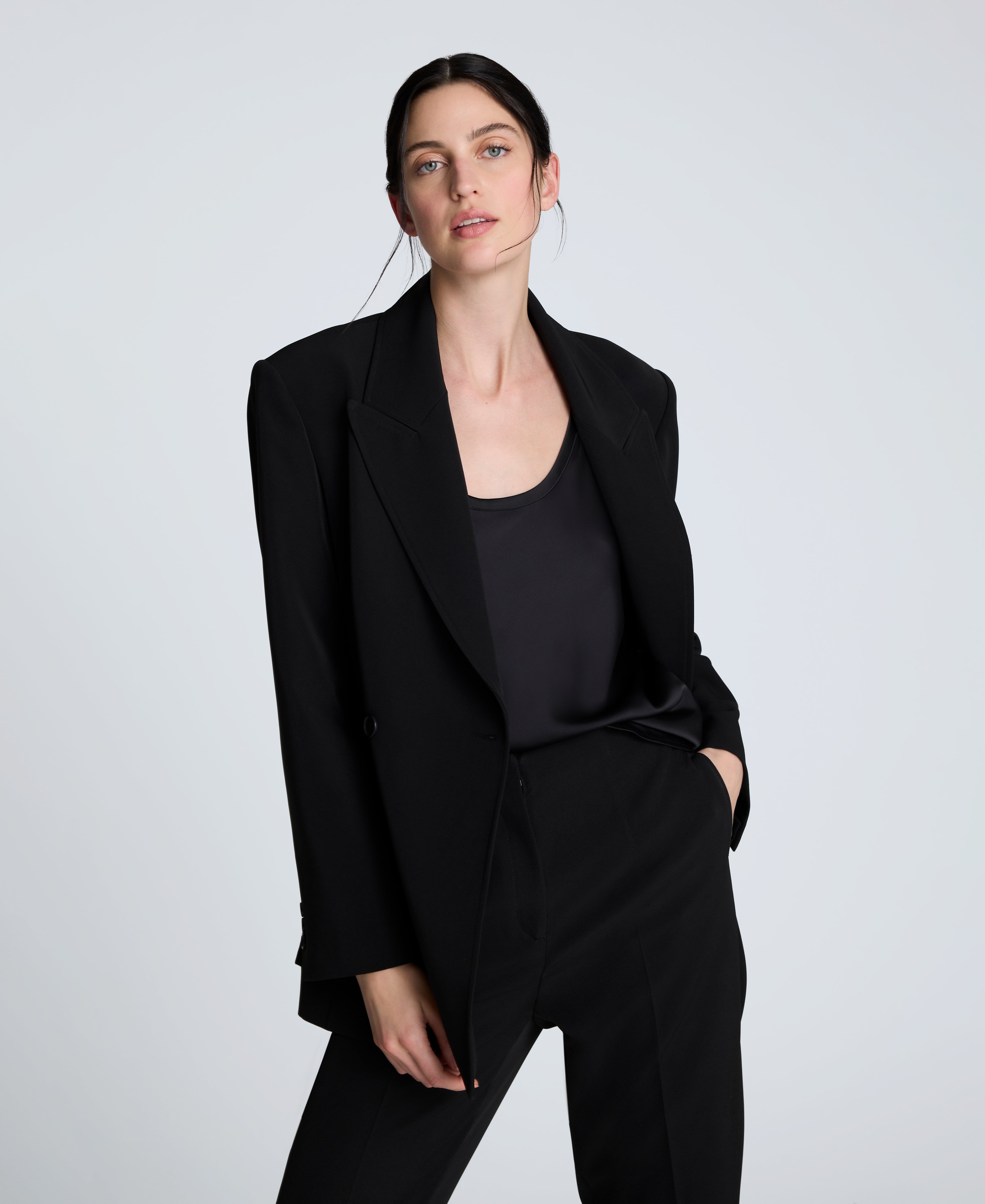Kenneth Cole Reaction Clothing Luxe Twill Slim One Button Jacket giacca nera