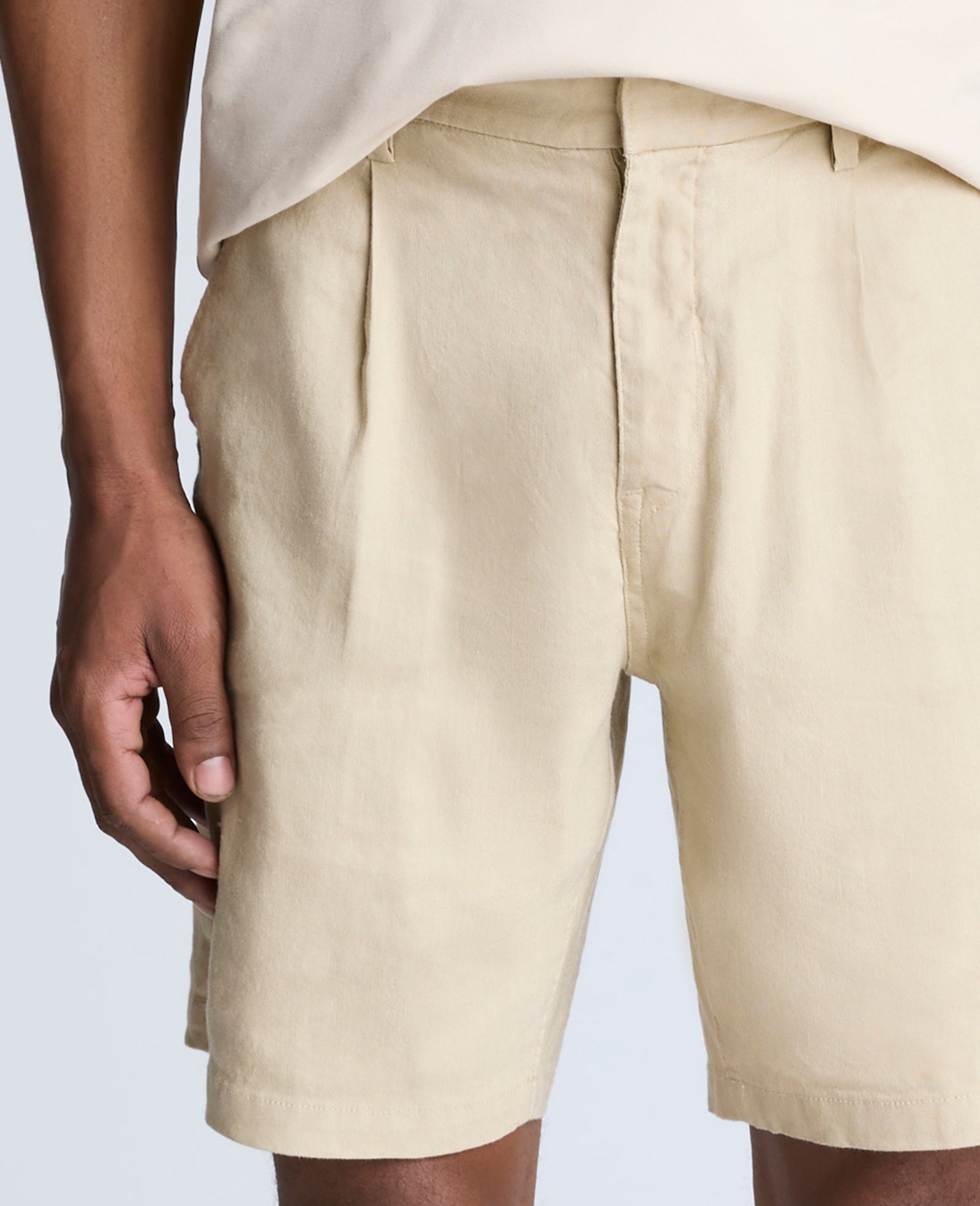 Kenneth Cole Reaction Clothing Performance Pleated Linen Short bermuda beige lino