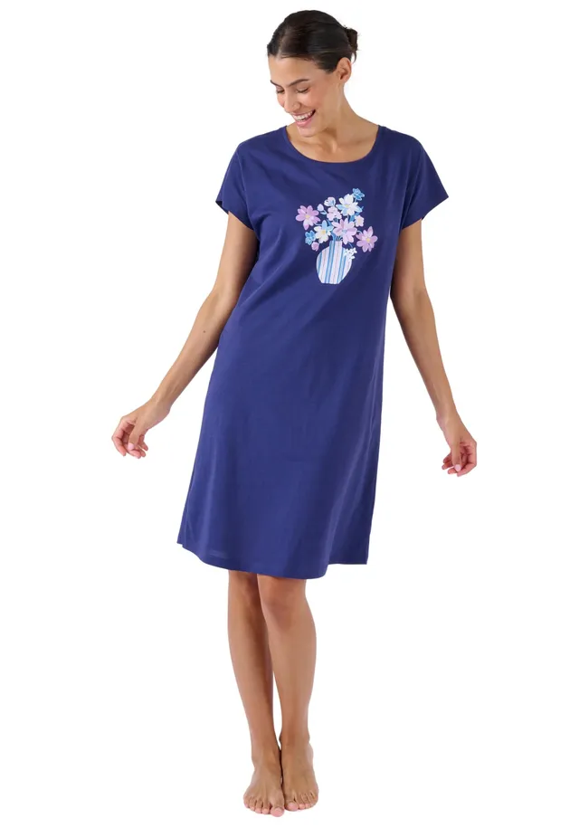 Damart Homewear Camicia da notte in puro cotone donna blu notte XS