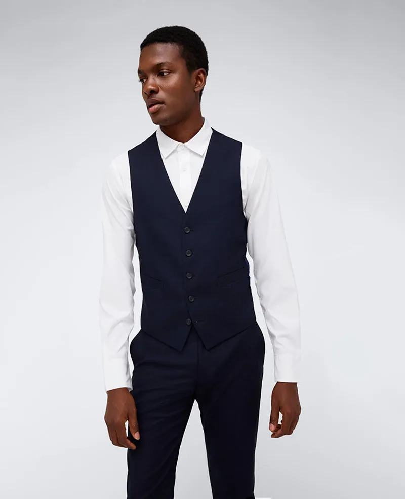 Kenneth Cole Reaction Ready Flex Slim-Fit Suit Separate gilet blu navy elasticizzato