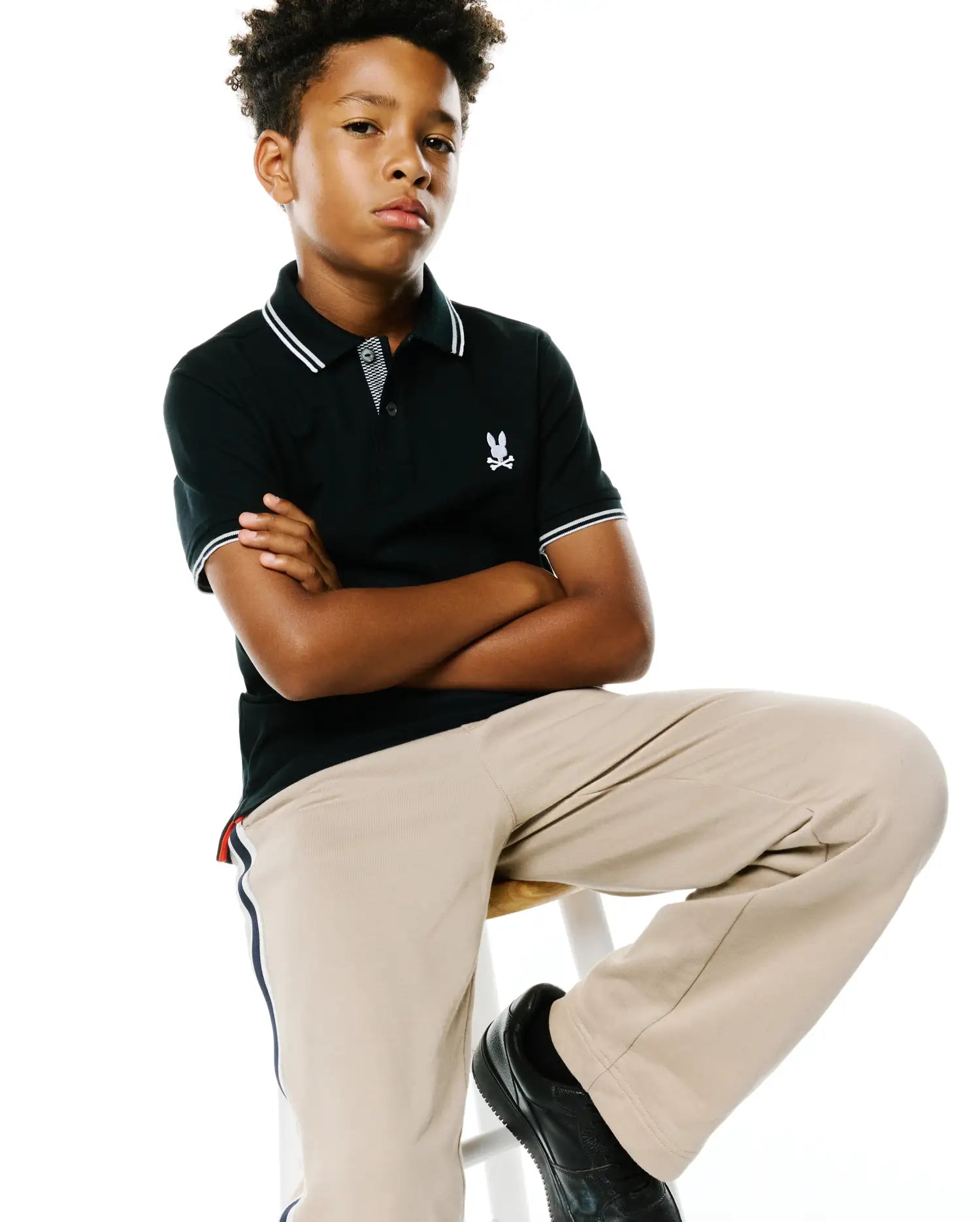 Psycho Bunny Kids Polo Shirts Stan Piqué Polo polo nera