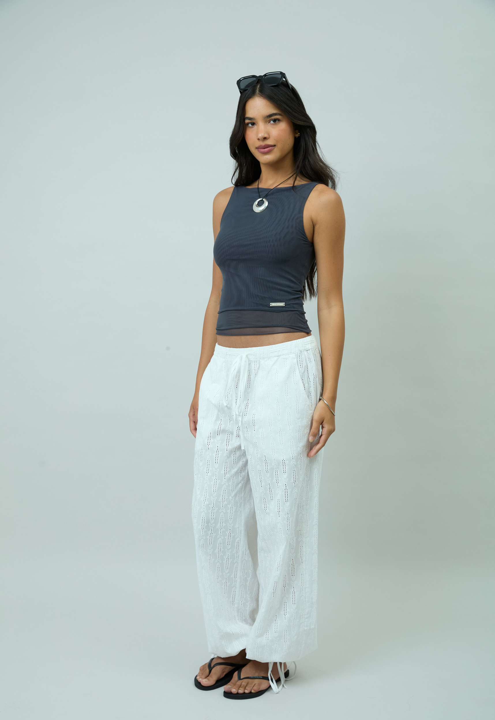 House Of Sunny Womens Tops CHARCOAL DOUBLE LAYER SECOND SKIN TOP top UK 6–18 in mesh