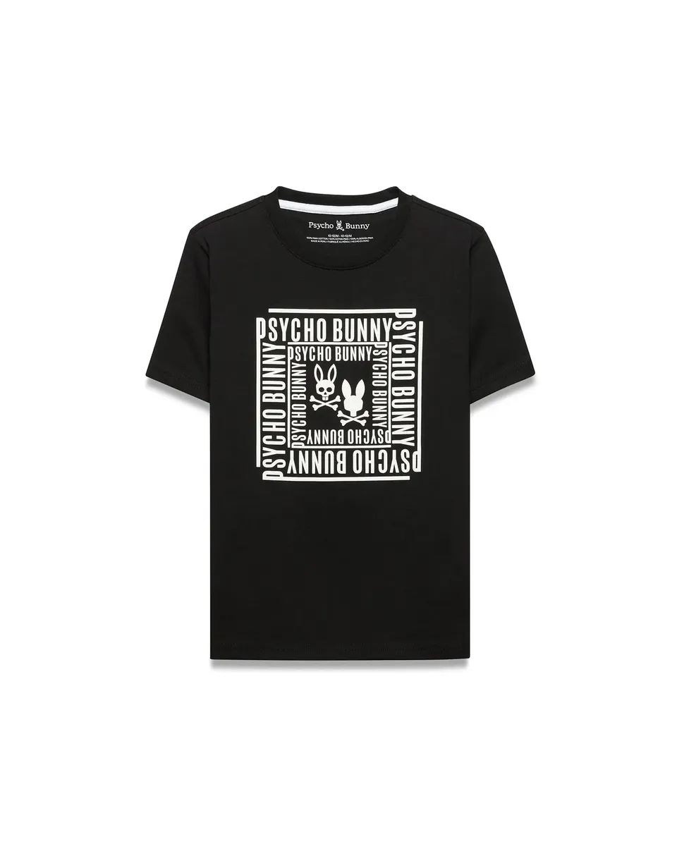 Psycho Bunny Kids Tees Raj Pima T-shirt nera in cotone