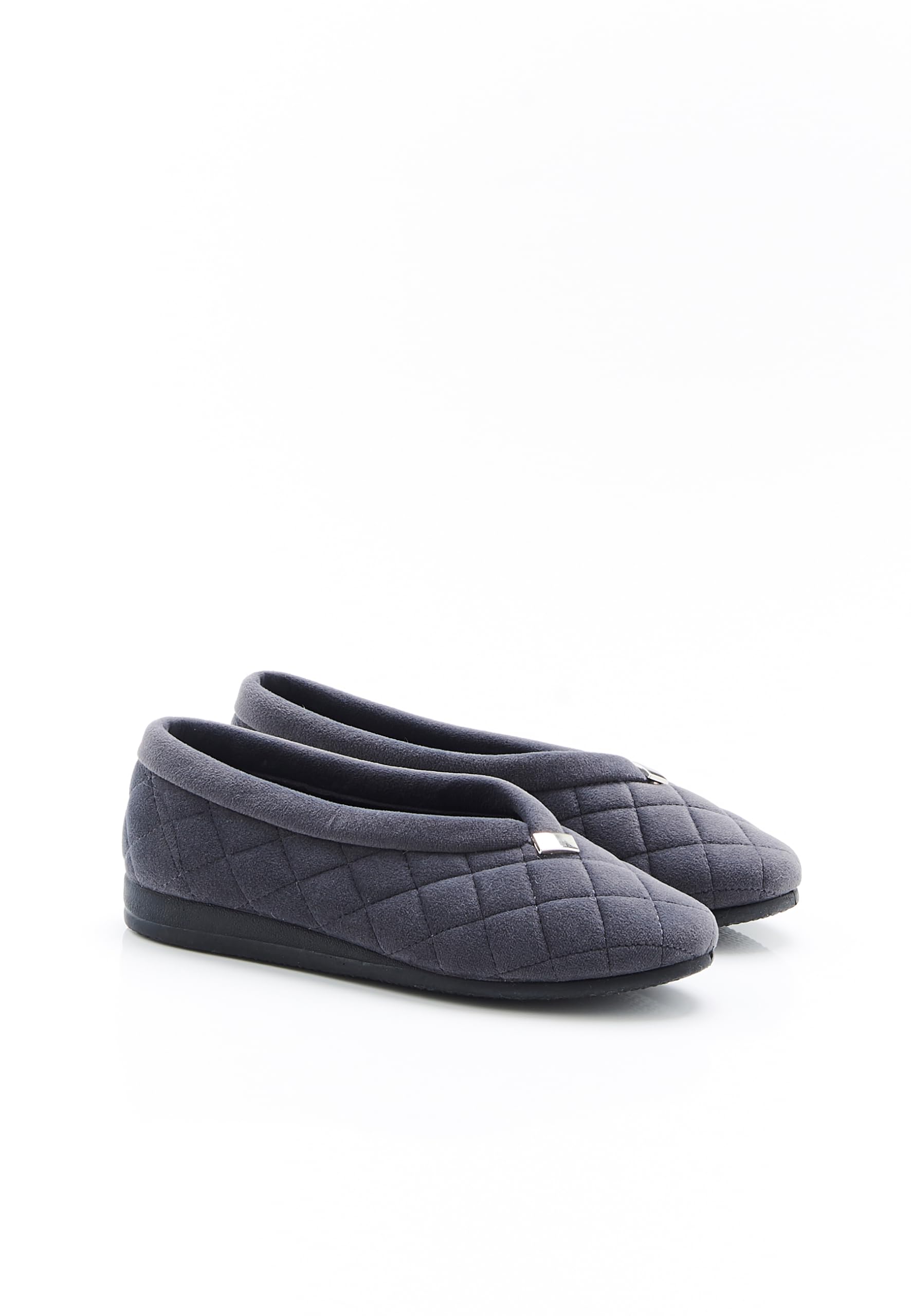 Damart Calzature pantofole da donna in velluto trapuntato blu